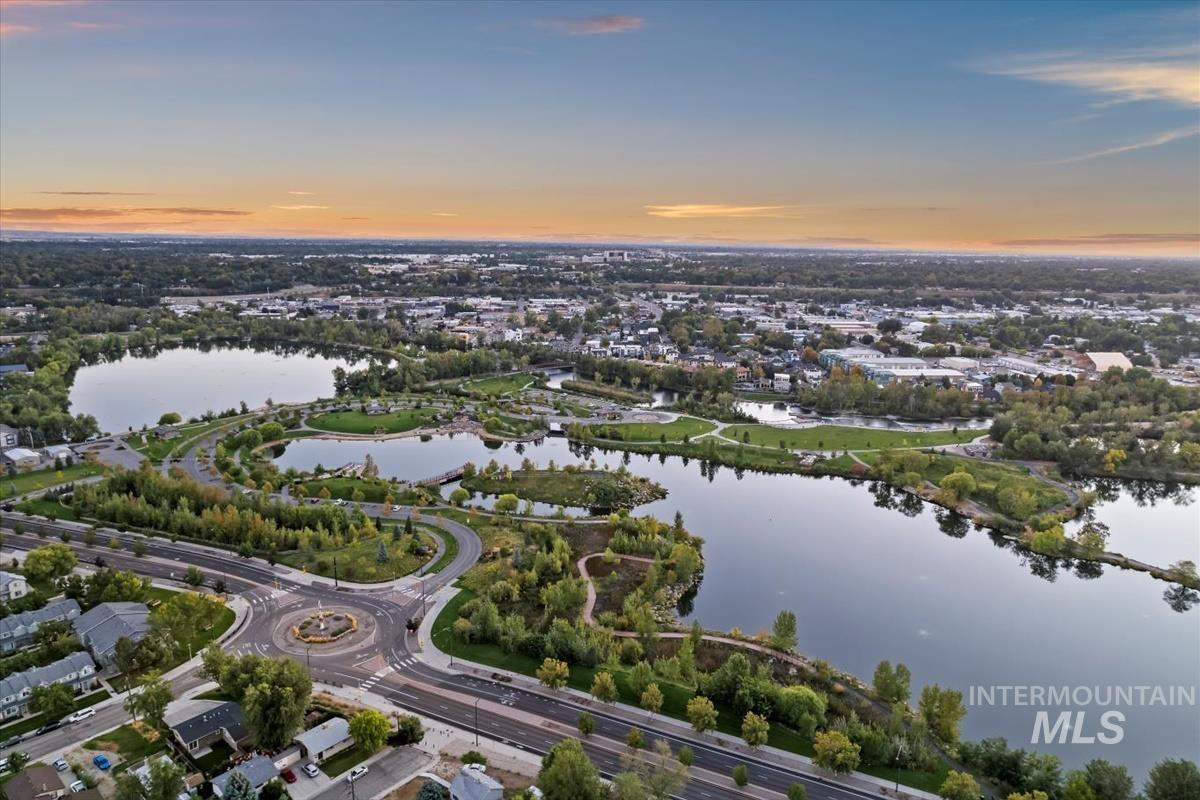 Aerial view at dusk of a water view