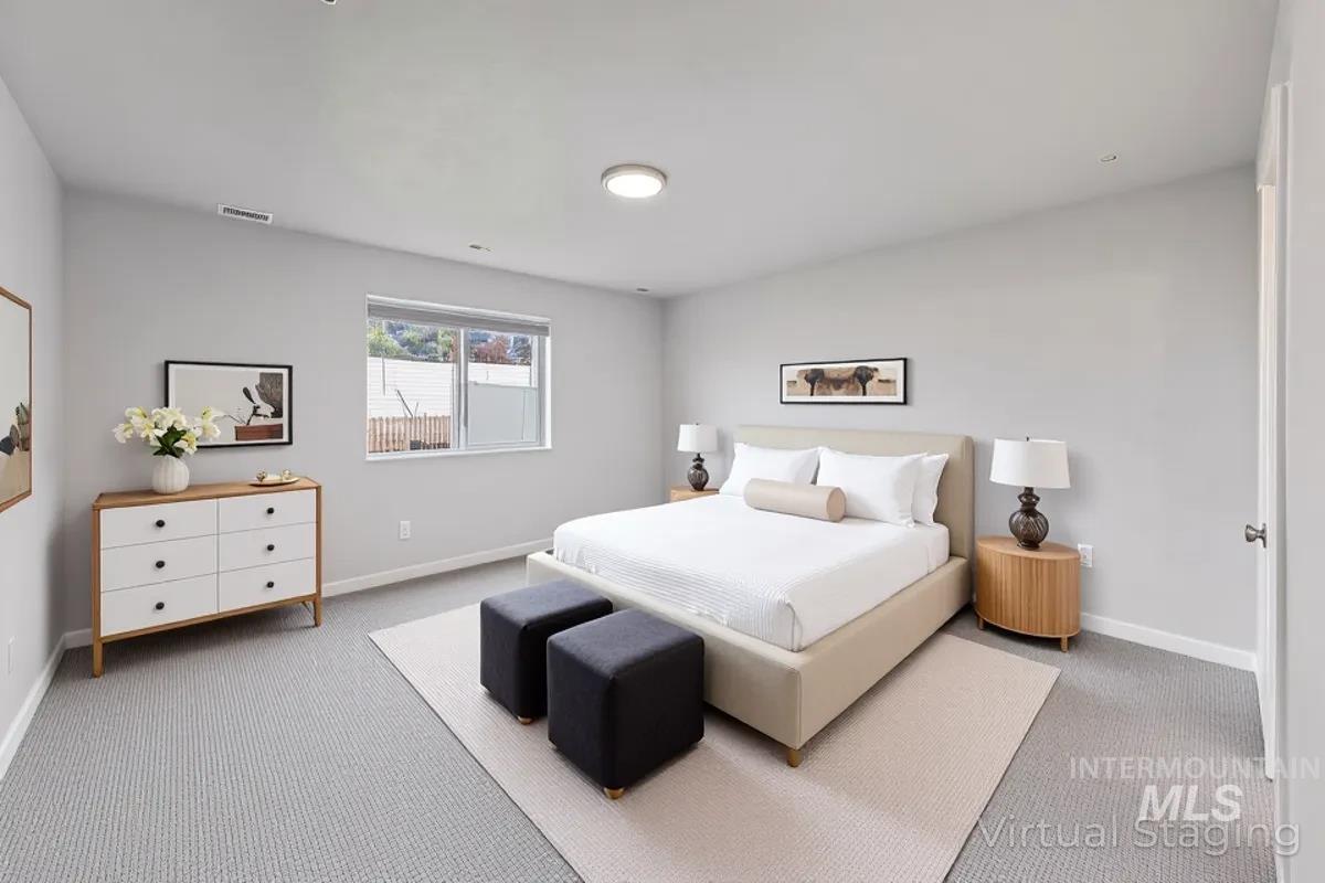 Bedroom with carpet floors