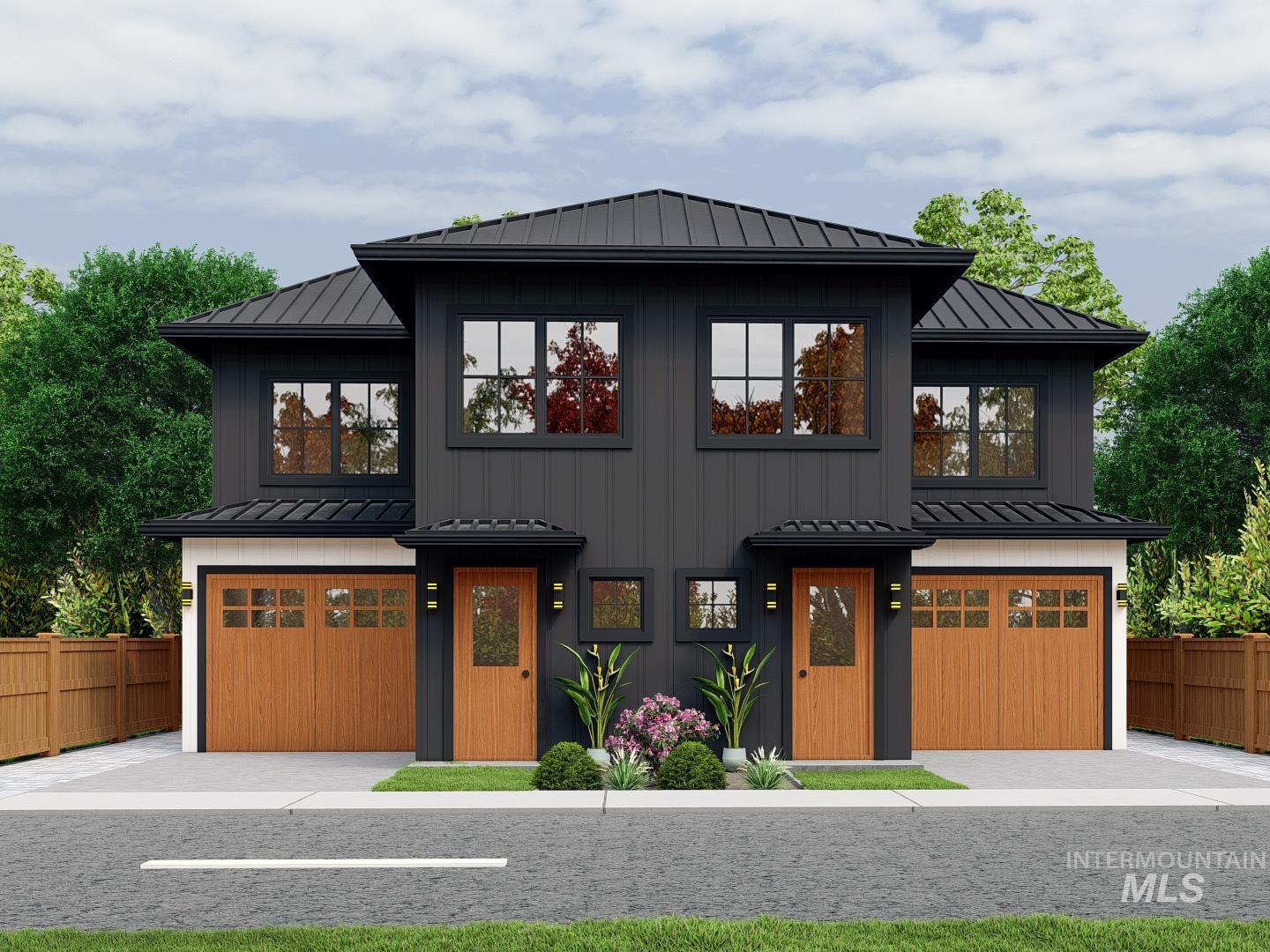 Rendered picture of a proposed duplex with ADU.