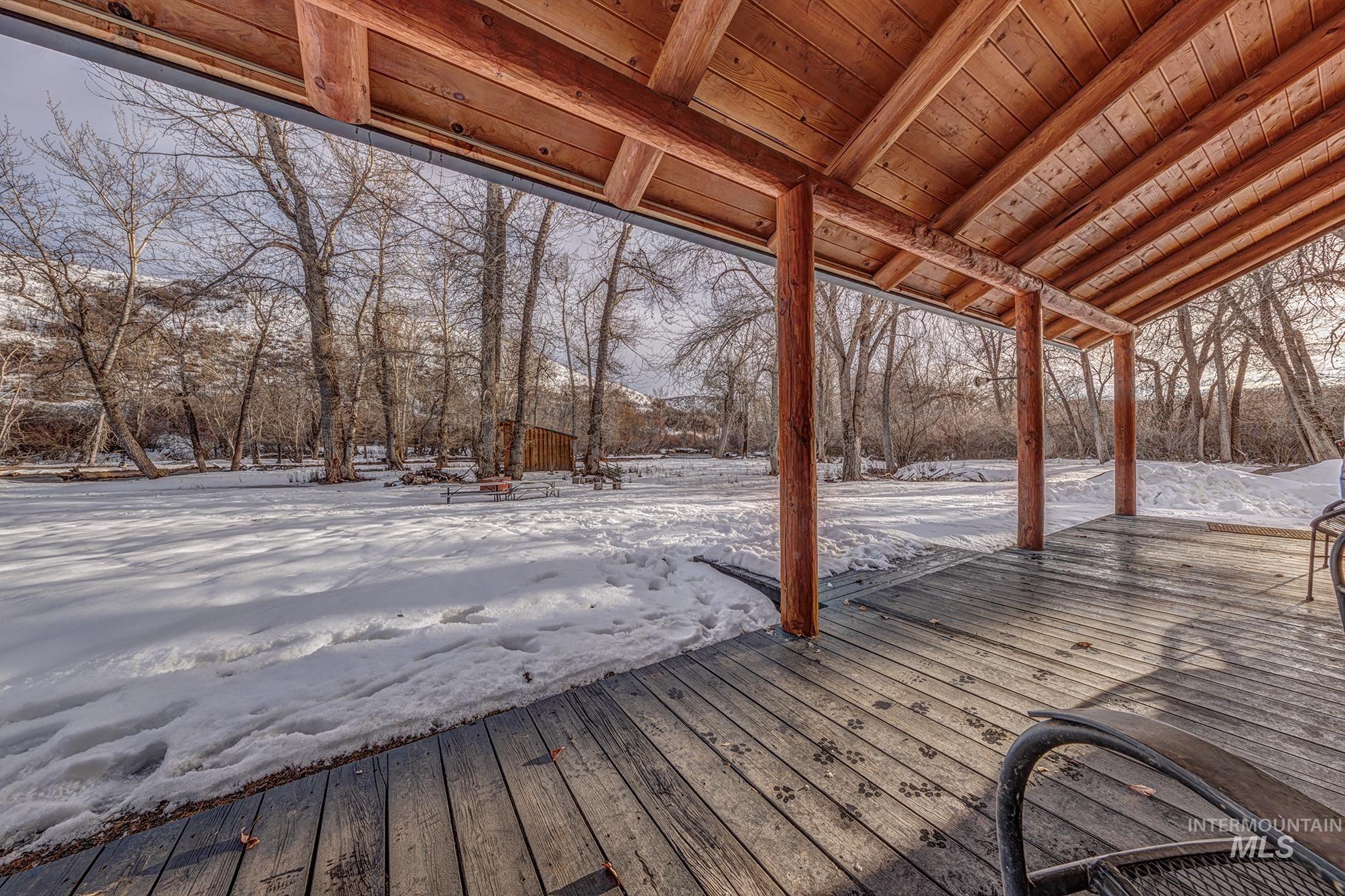 View of snow covered deck