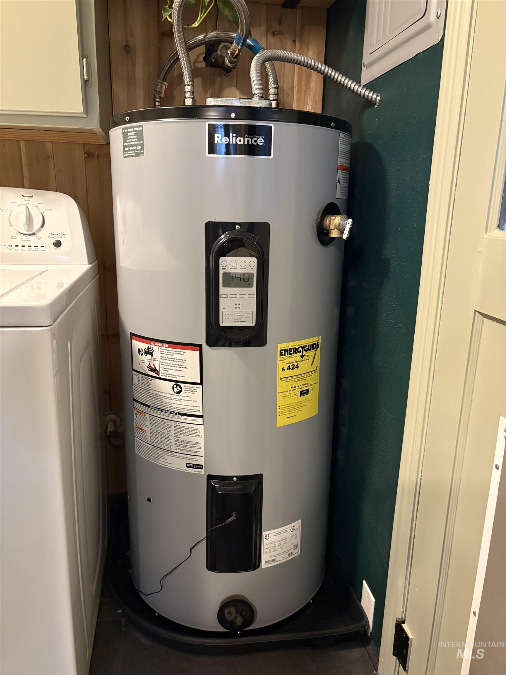 Utilities with water heater and washer / dryer