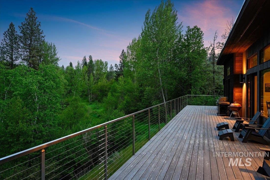 Wooden deck with a grill