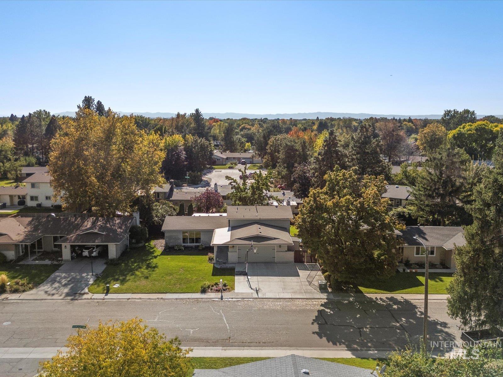 Aerial perspective of suburban area