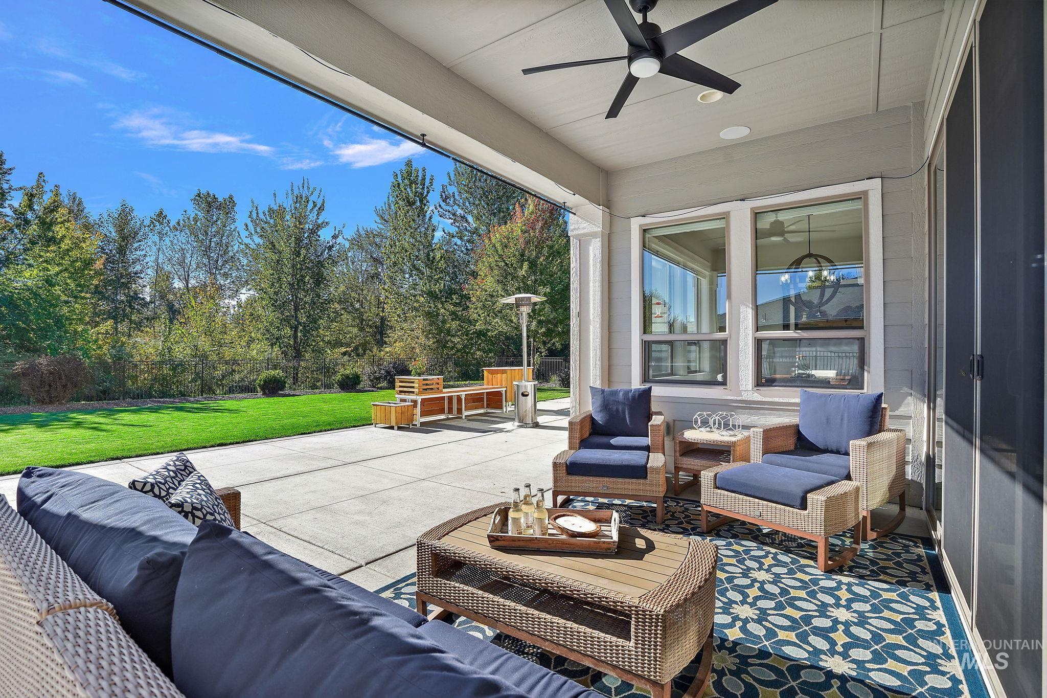 Large covered patio with privacy