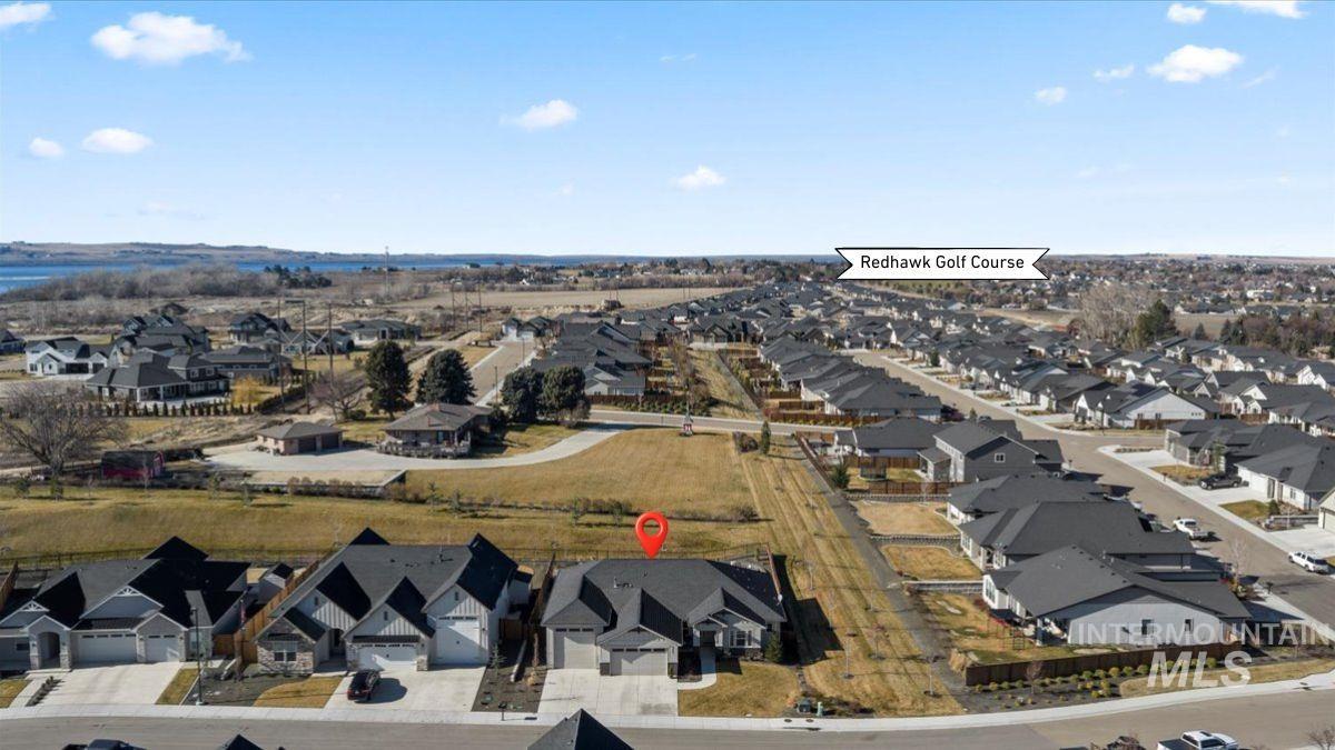 Aerial perspective of suburban area