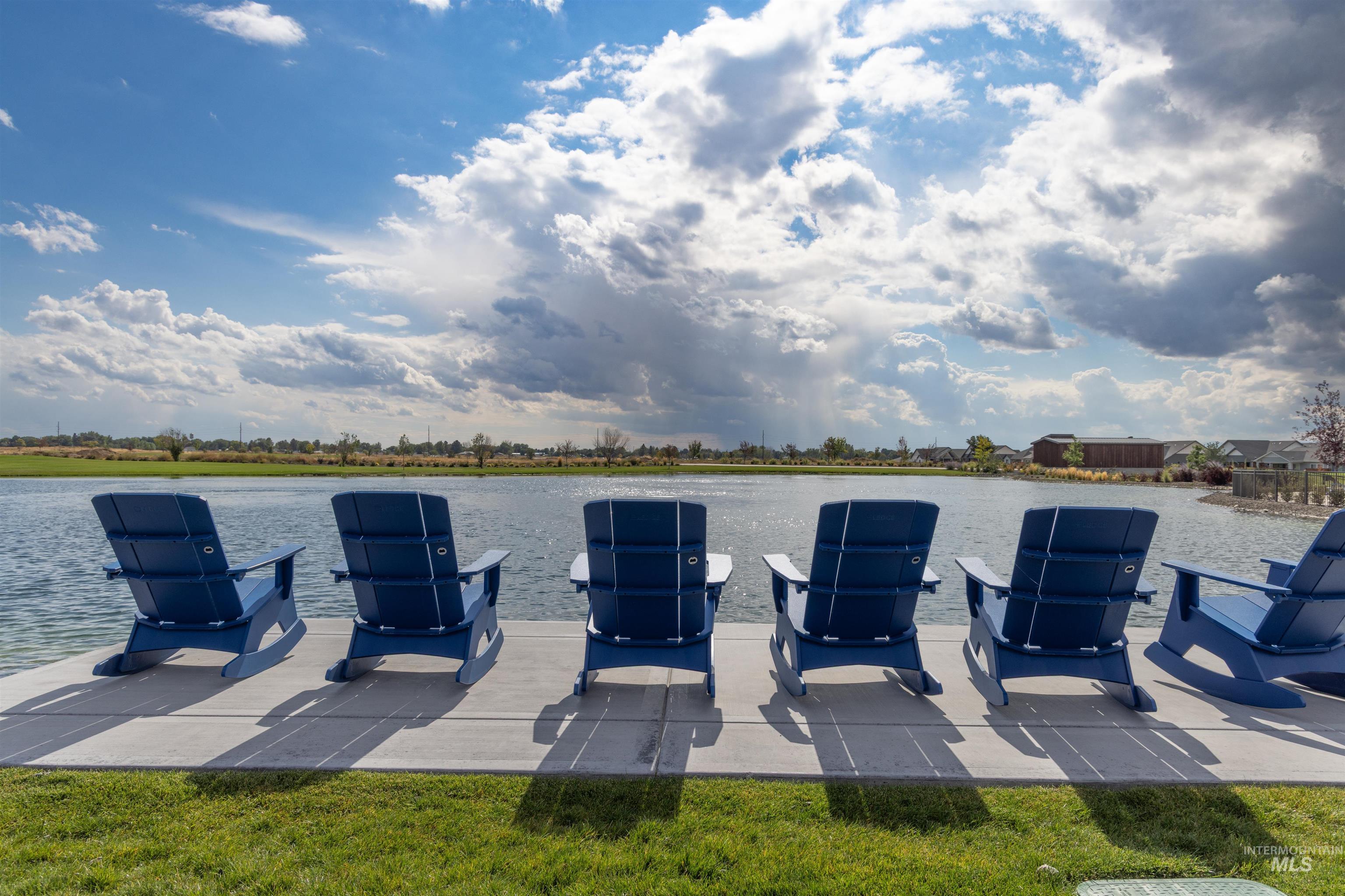 View of patio featuring a water view