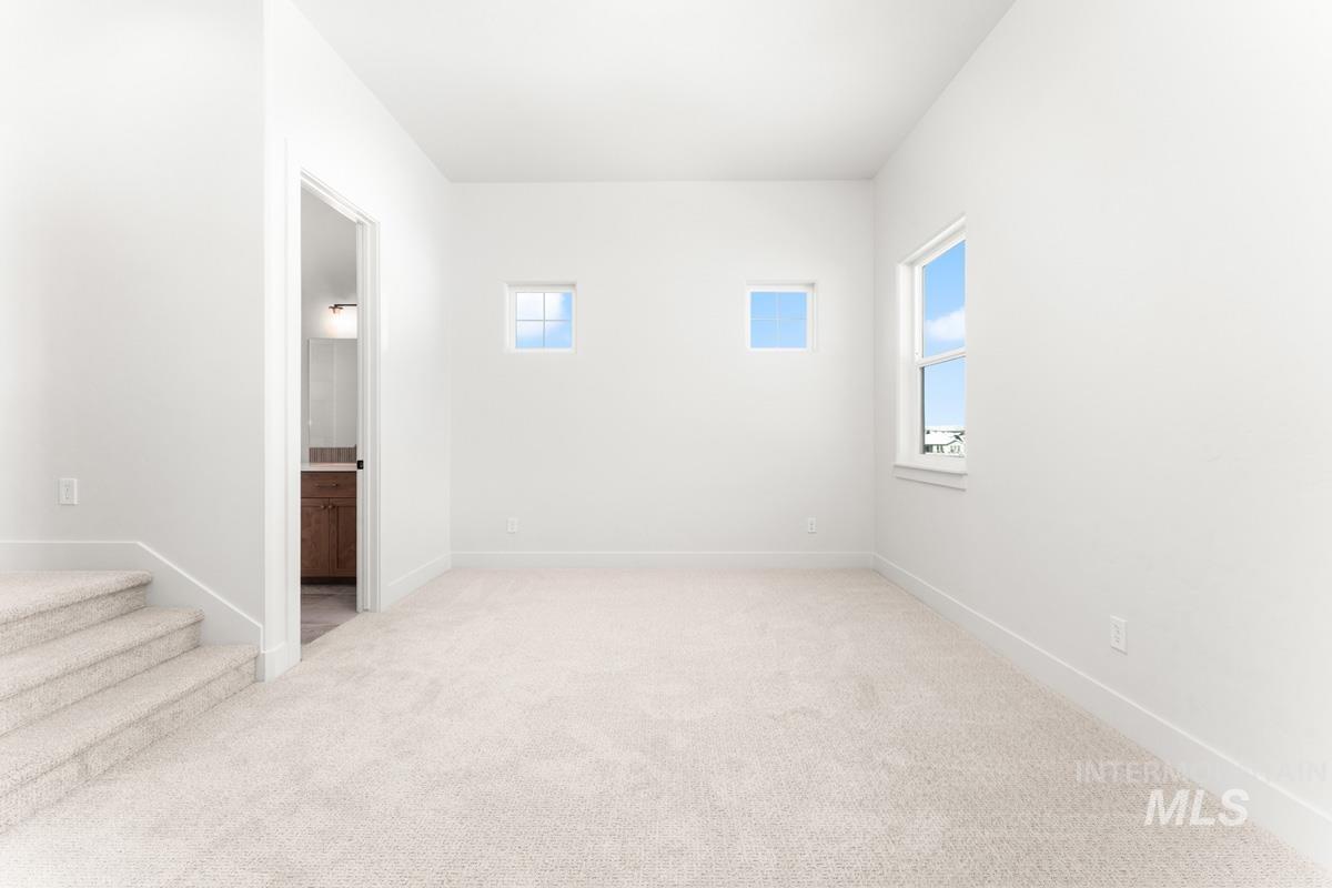Spare room featuring healthy amount of natural light and light colored carpet