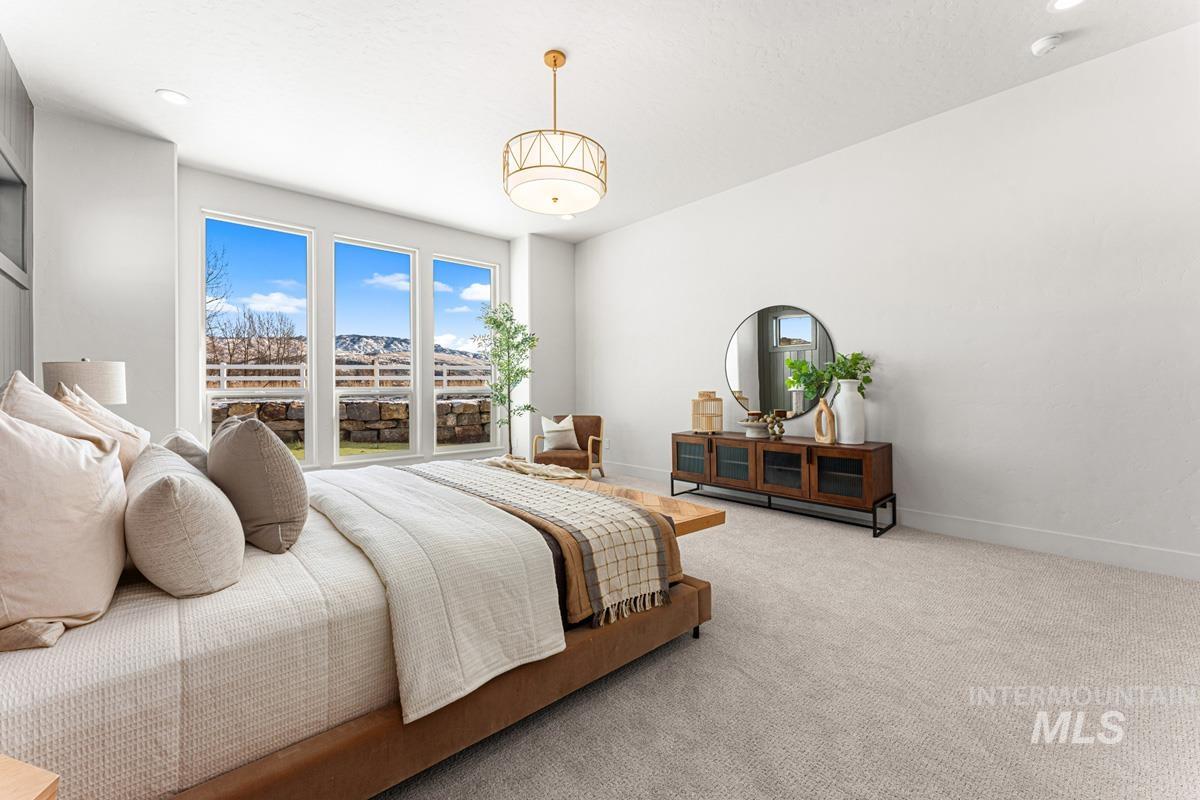 Bedroom with carpet flooring and recessed lighting