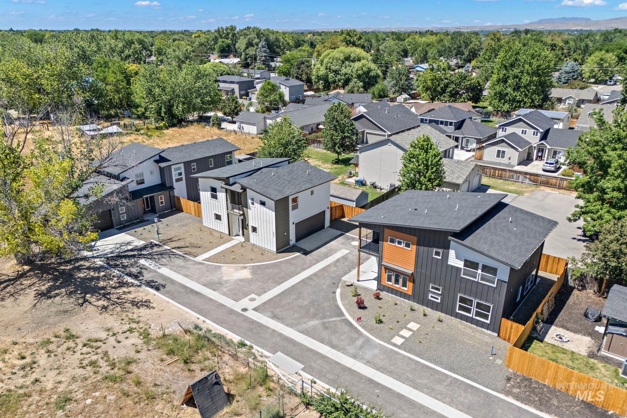 Aerial perspective of suburban area
