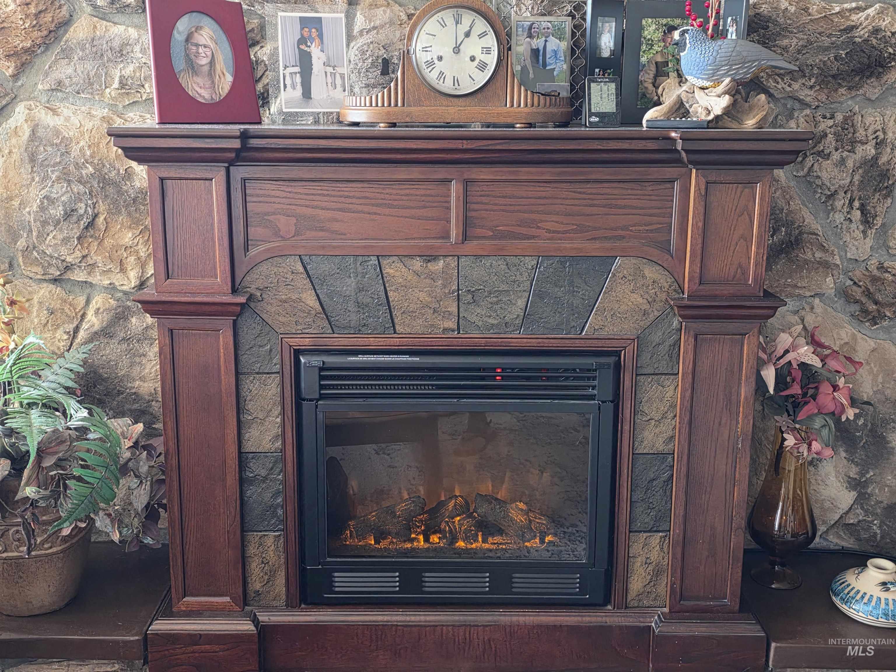Detailed view of a fireplace