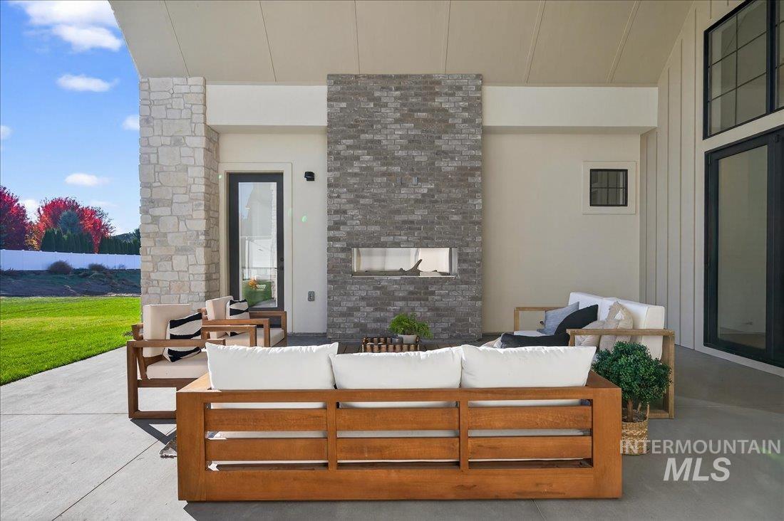 View of patio with outdoor lounge area