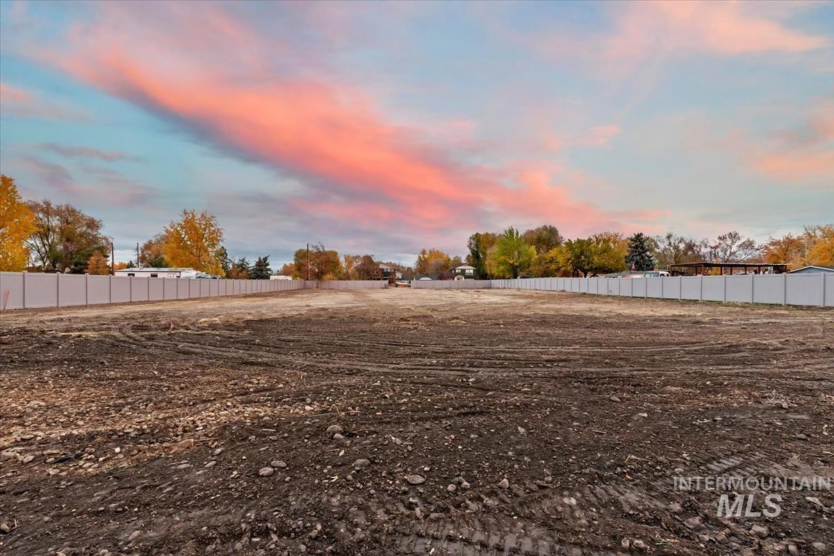 View of yard at dusk
