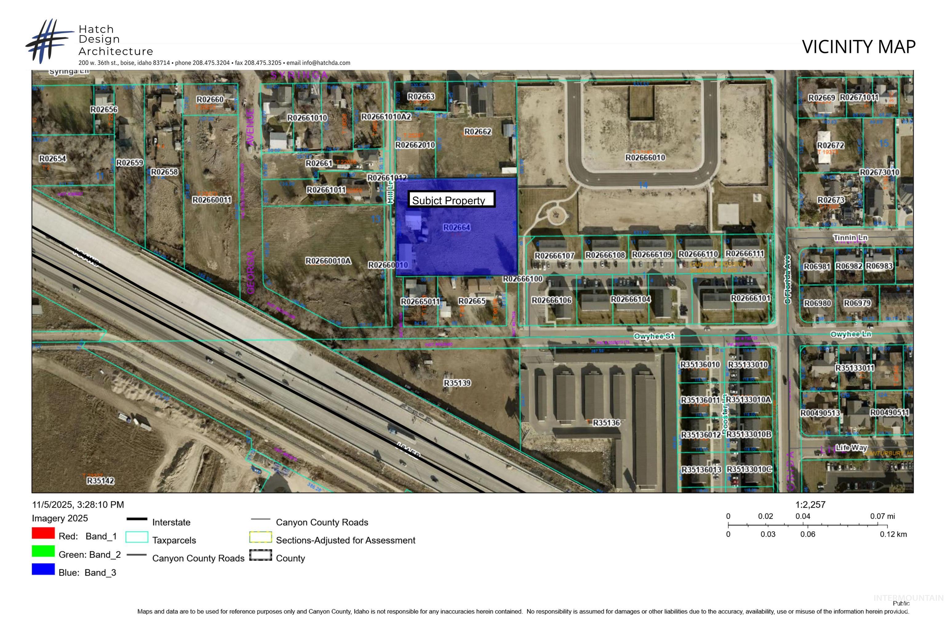 Aerial view of property's location with property boundaries highlighted