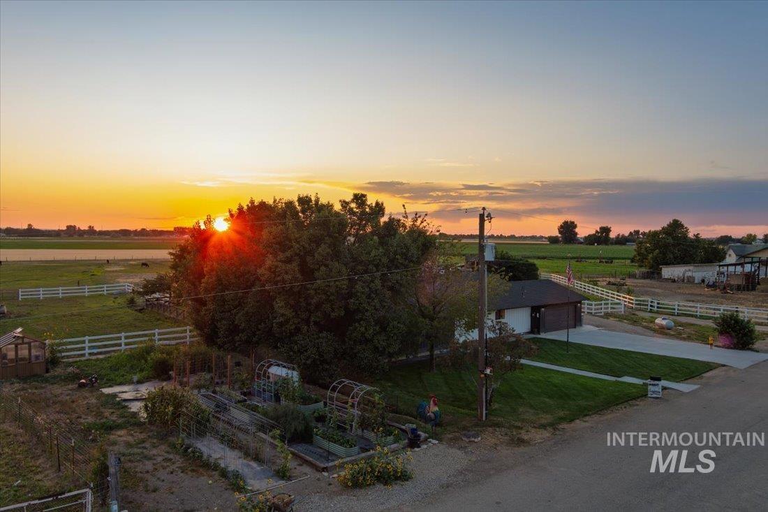 Overview of rural landscape featuring agricultural land