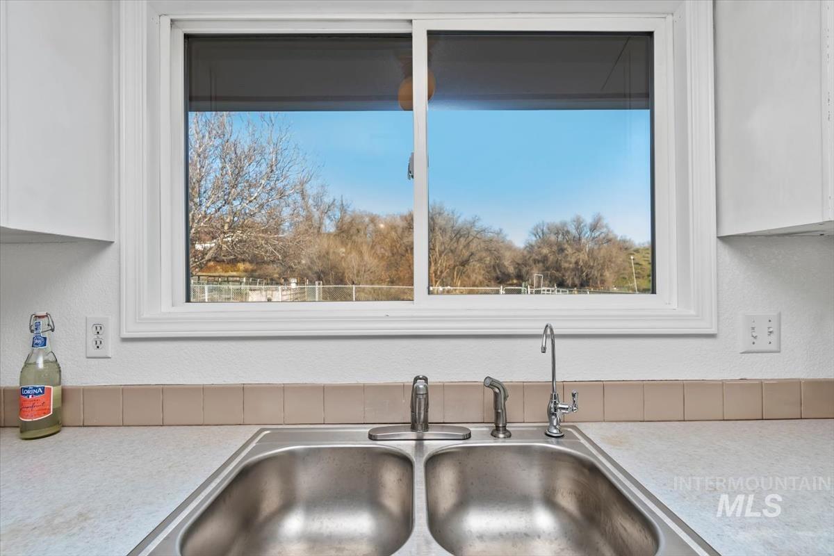 Kitchen with a view of the pond
