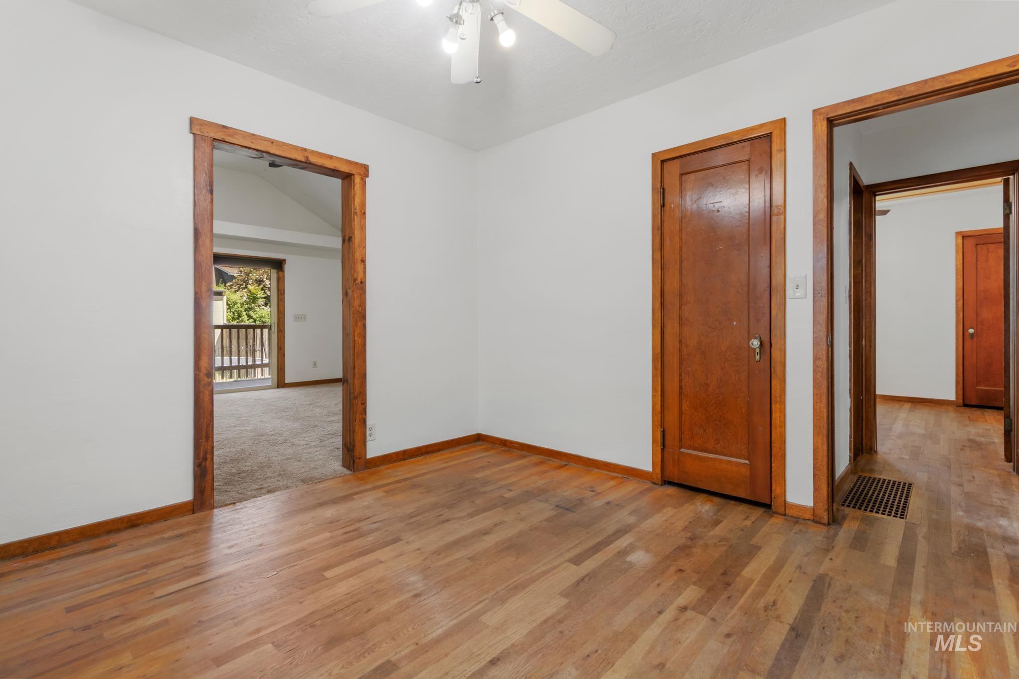 Hardwood flooring complemented by white walls