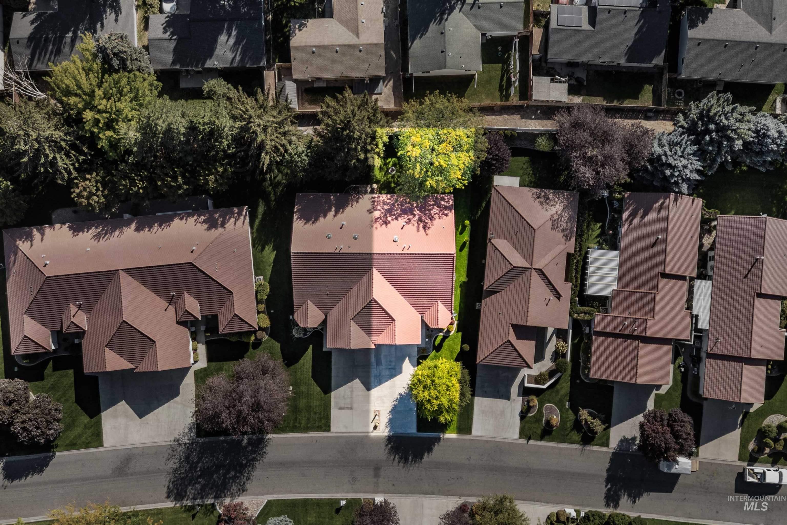 Aerial perspective of suburban area
