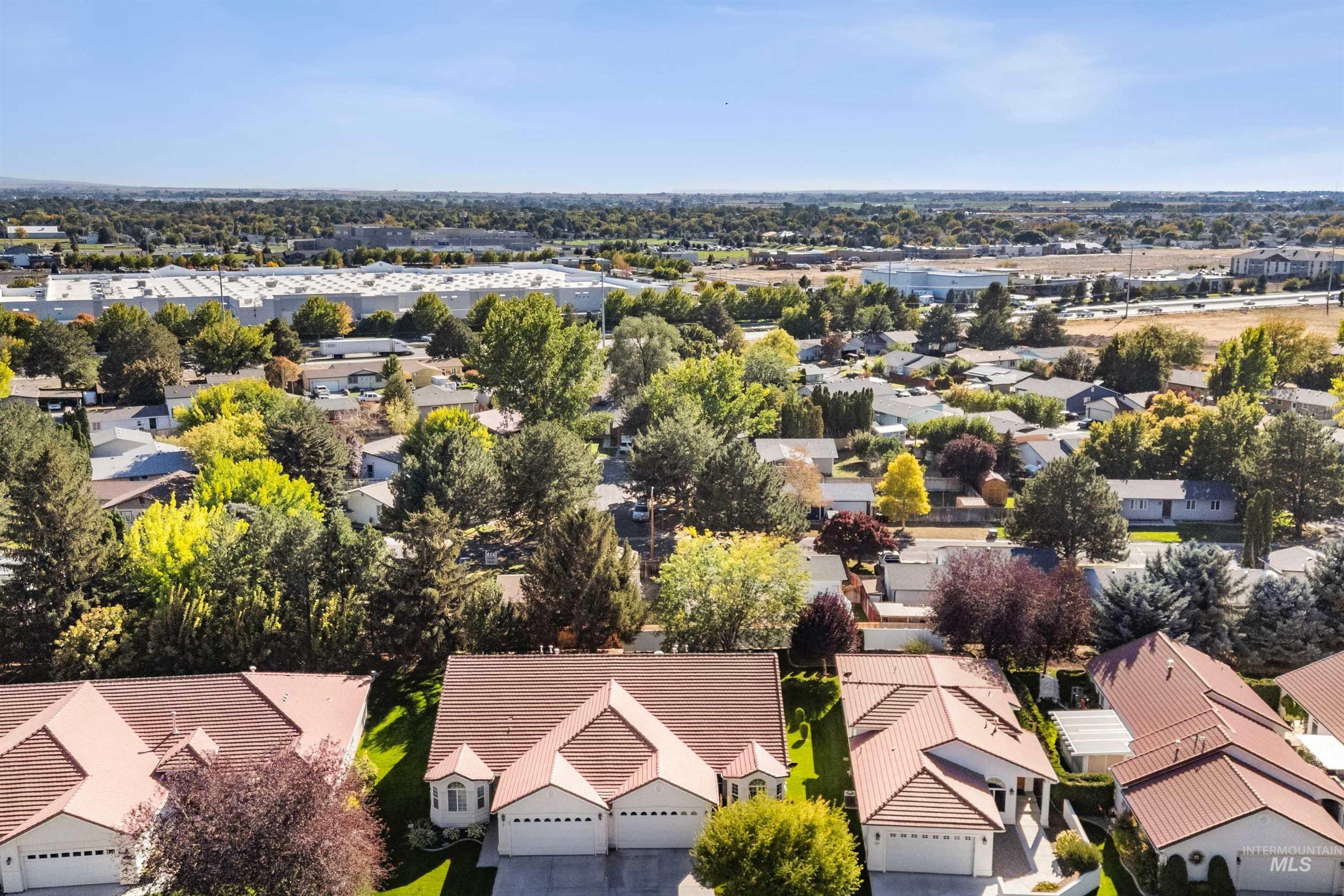 Aerial perspective of suburban area