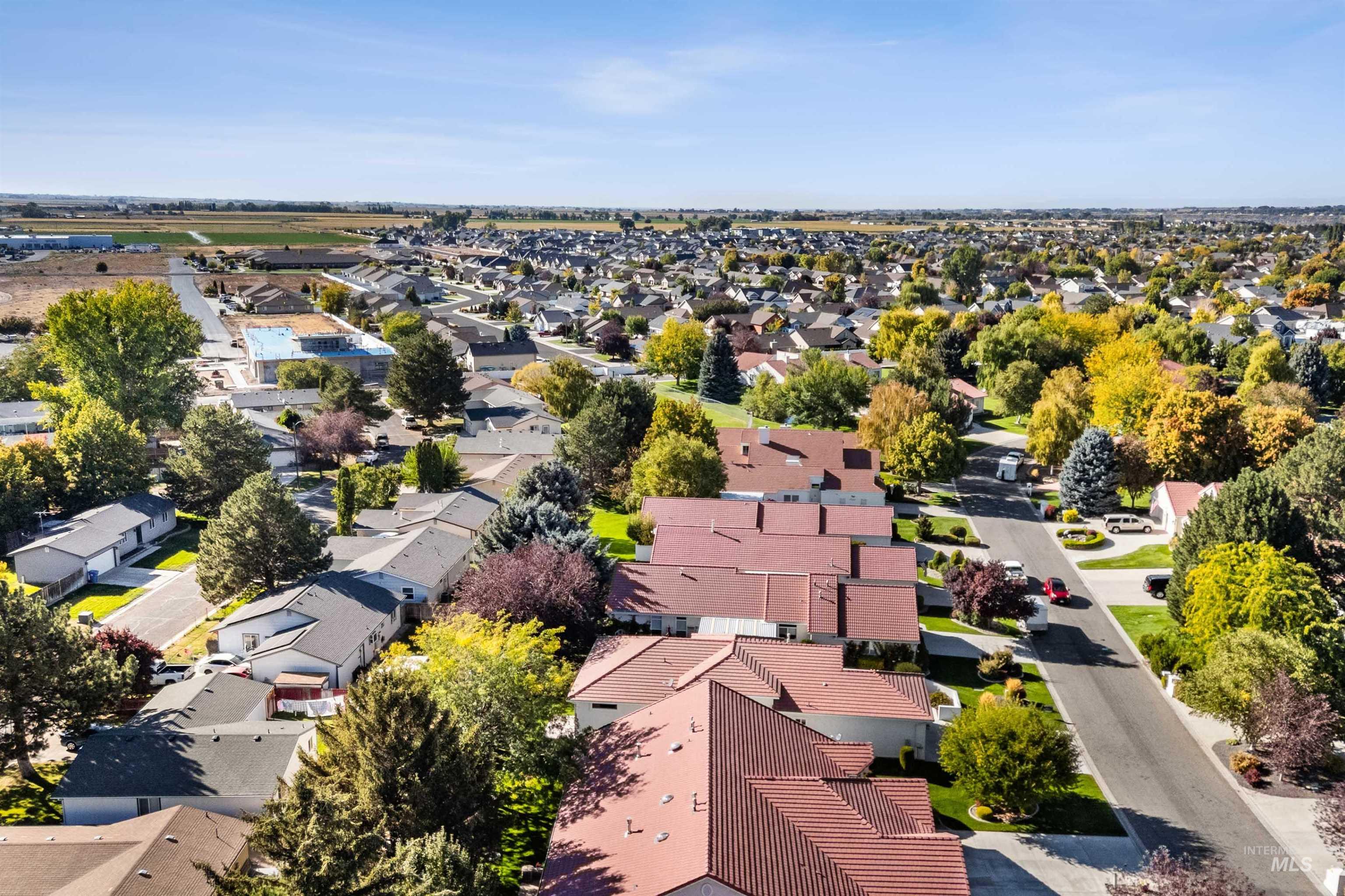 Aerial perspective of suburban area