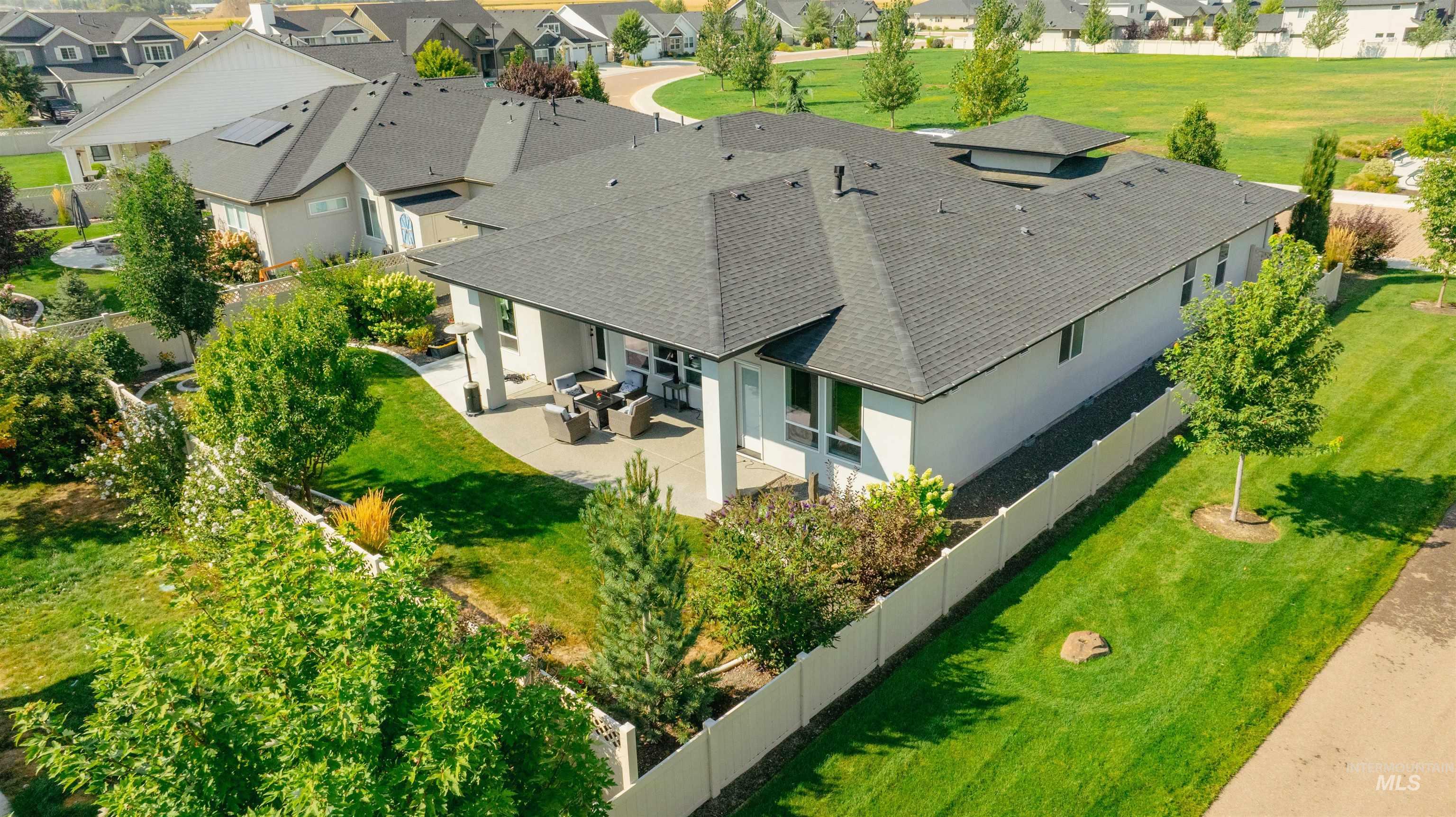 Aerial perspective of suburban area