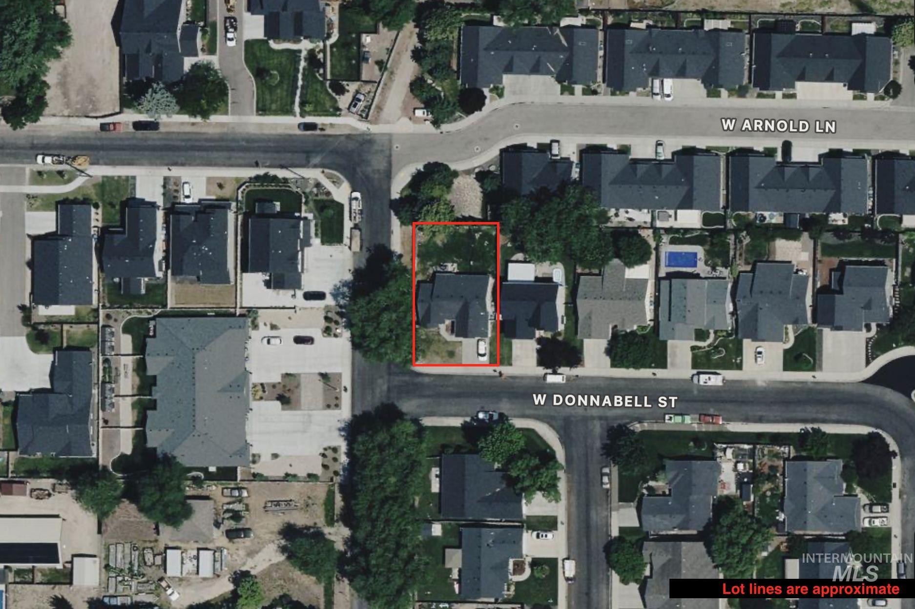 Aerial view of property's location featuring property boundaries highlighted