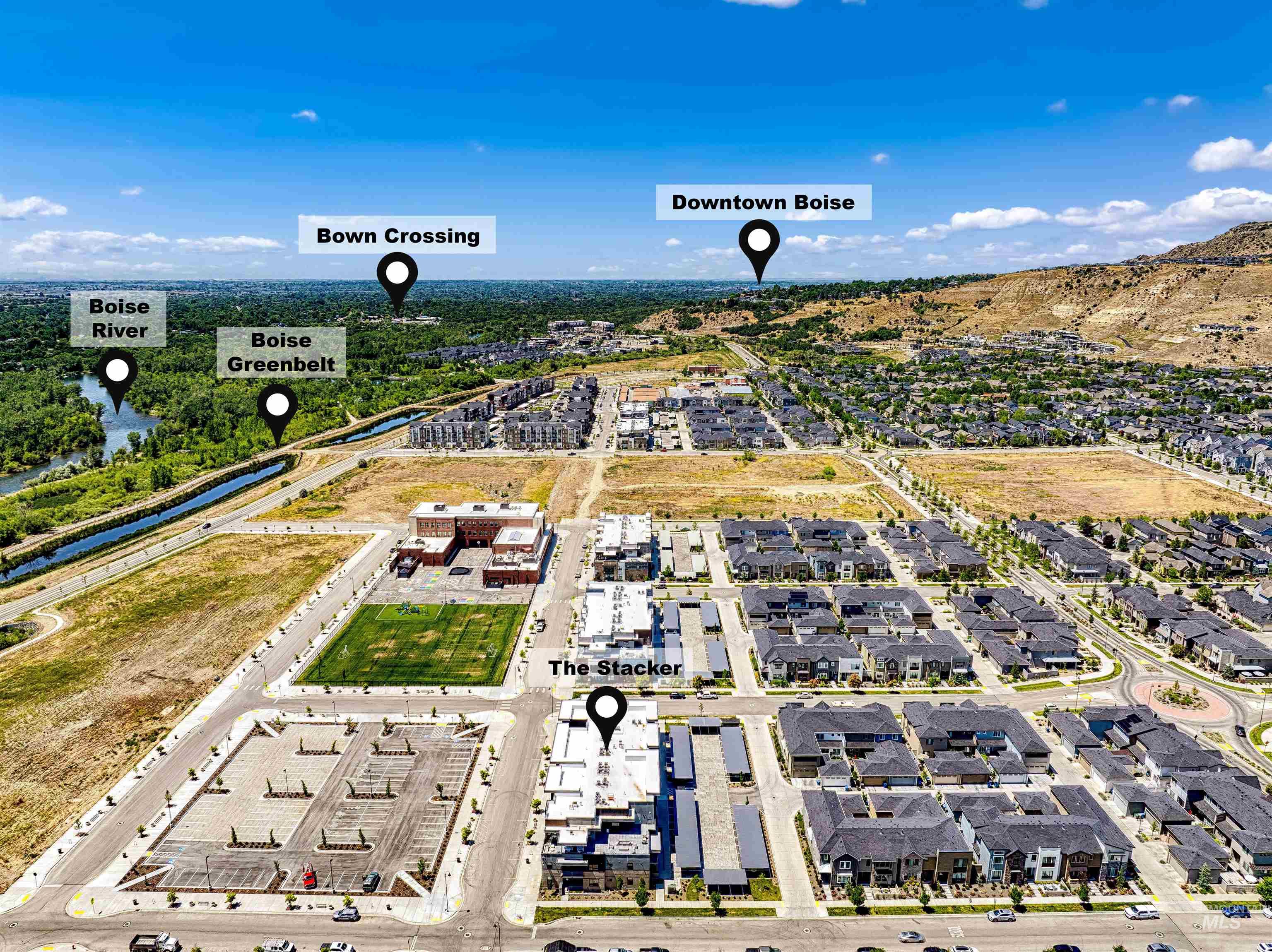 Aerial view of residential area