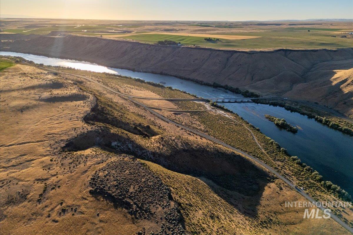 Bird's eye view of a nearby body of water