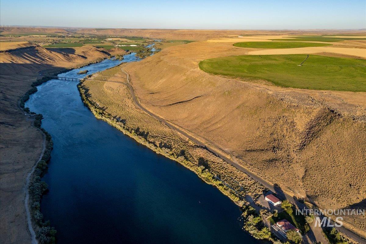 Bird's eye view of a large body of water and a golf club