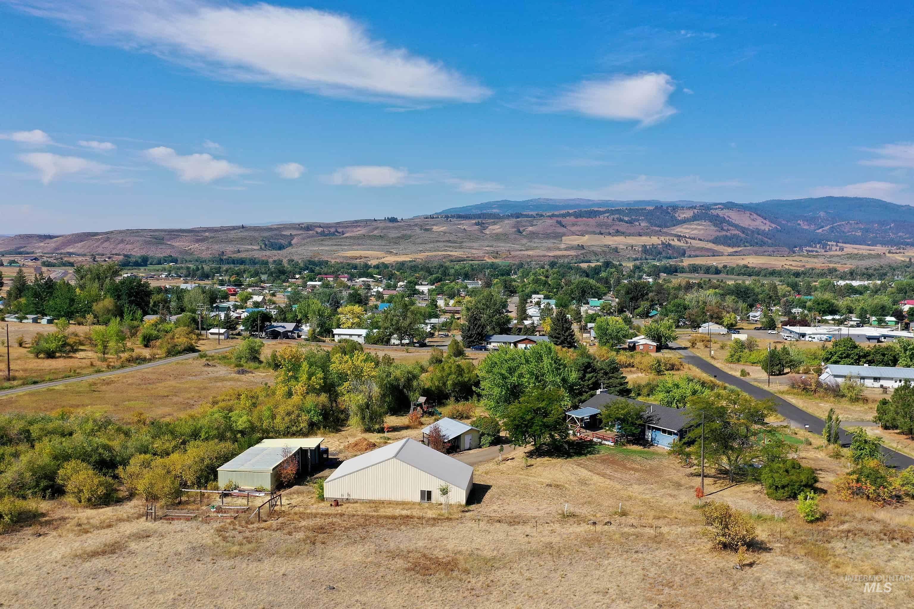 Drone / aerial view of a mountain backdrop