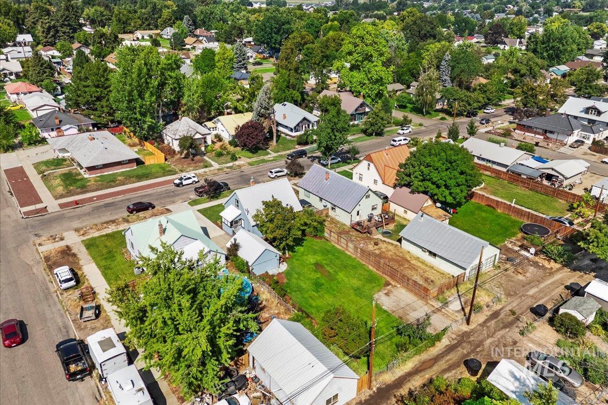 Aerial perspective of suburban area