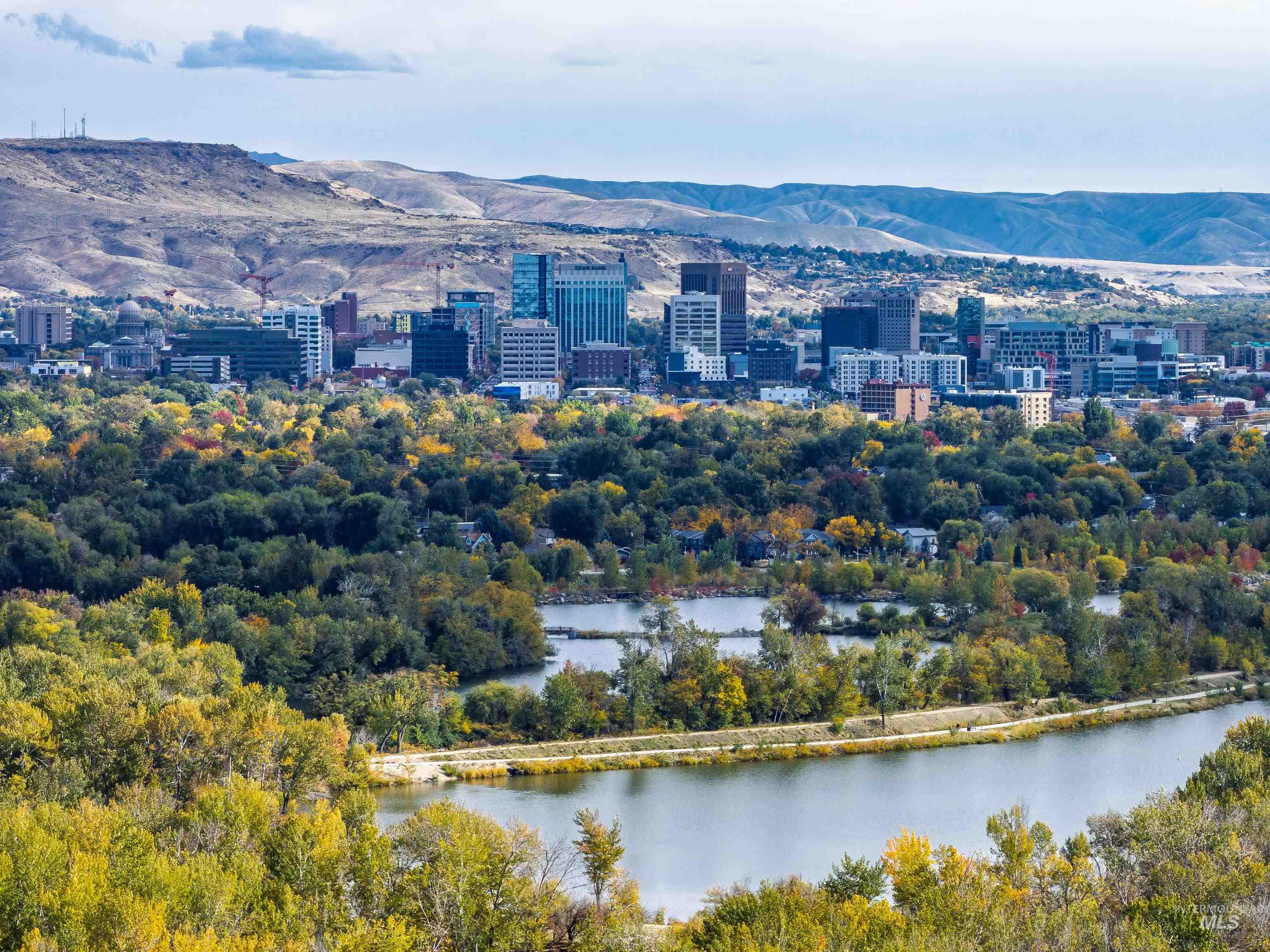 Drone / aerial view of a water and mountain view