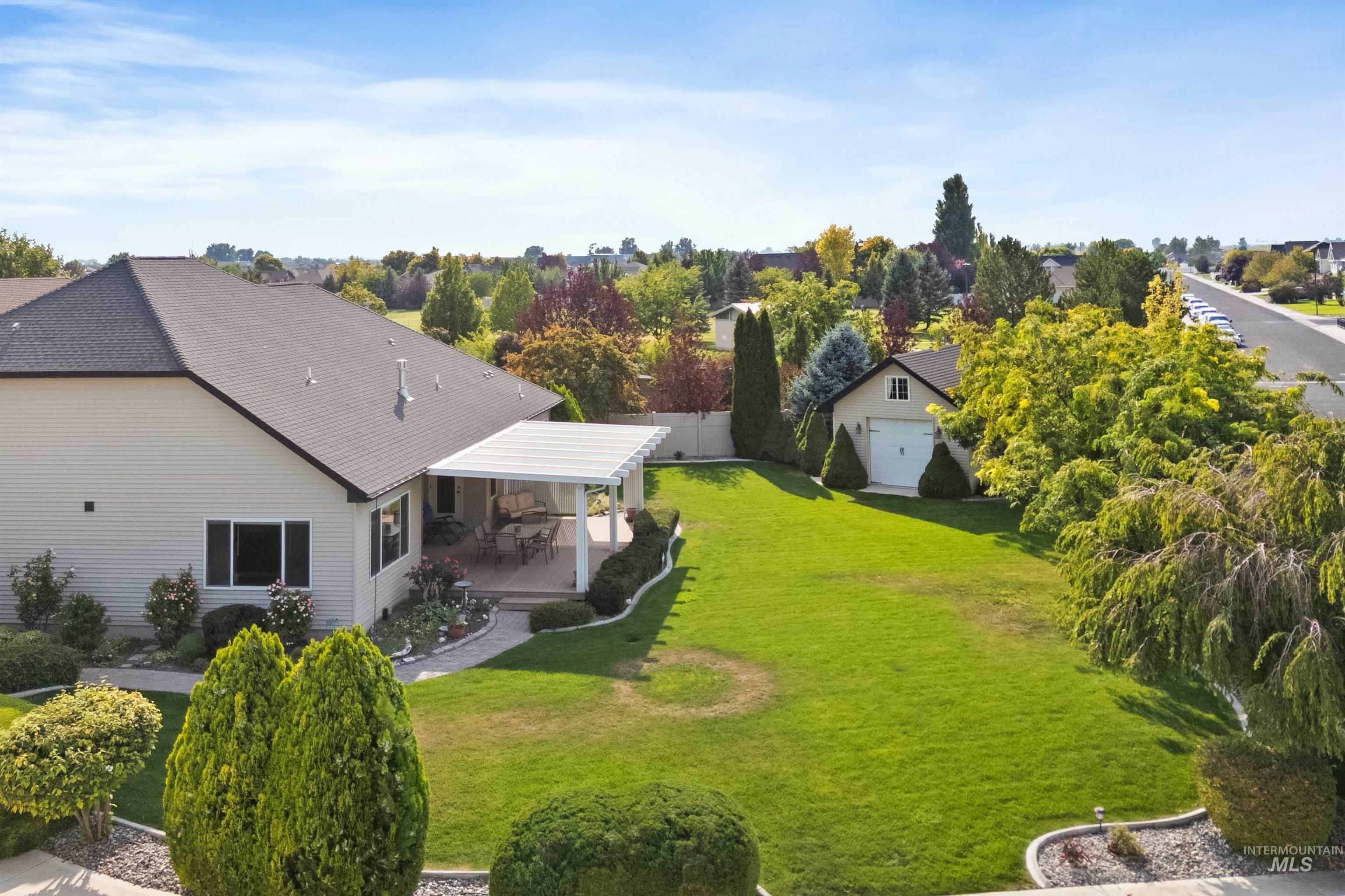 Aerial view of a tree filled landscape