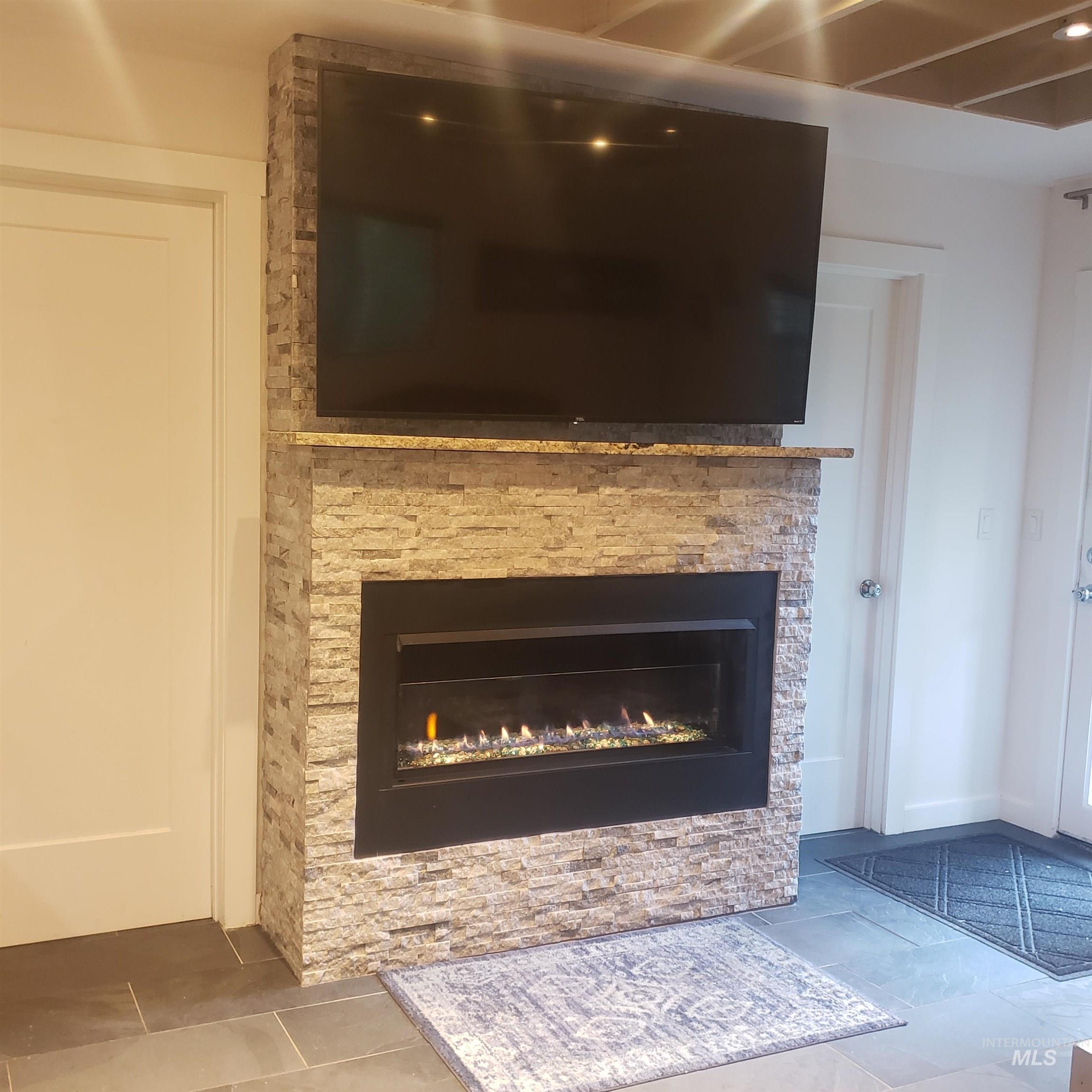 Detailed view of a fireplace