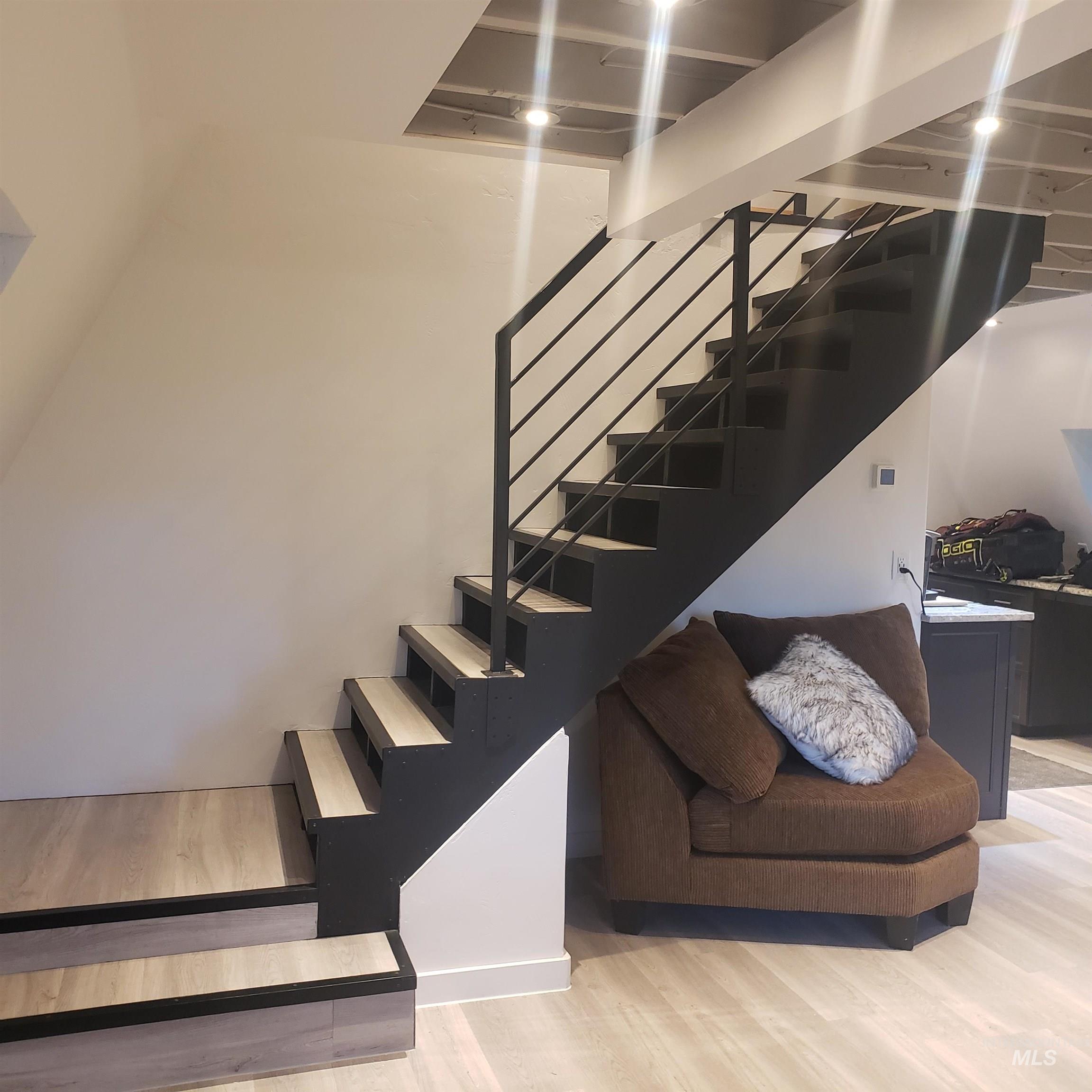 Stairs with wood finished floors