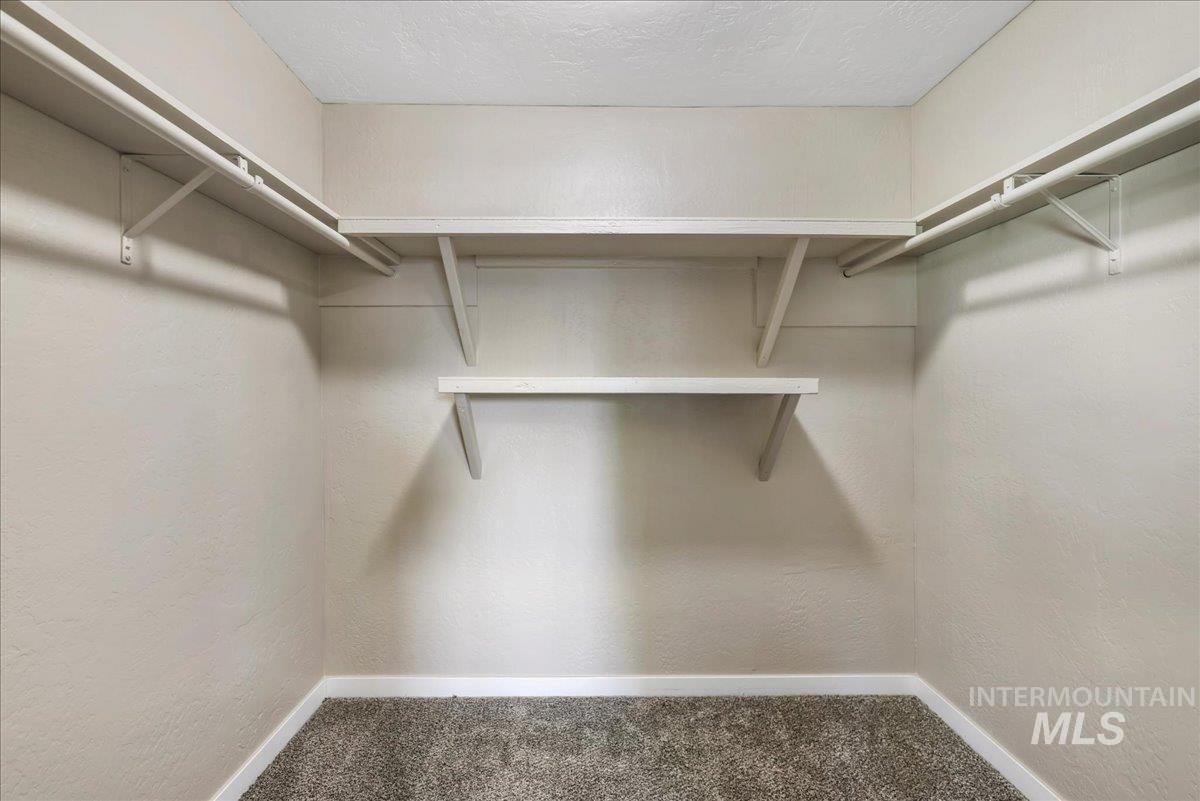 Spacious closet with carpet flooring