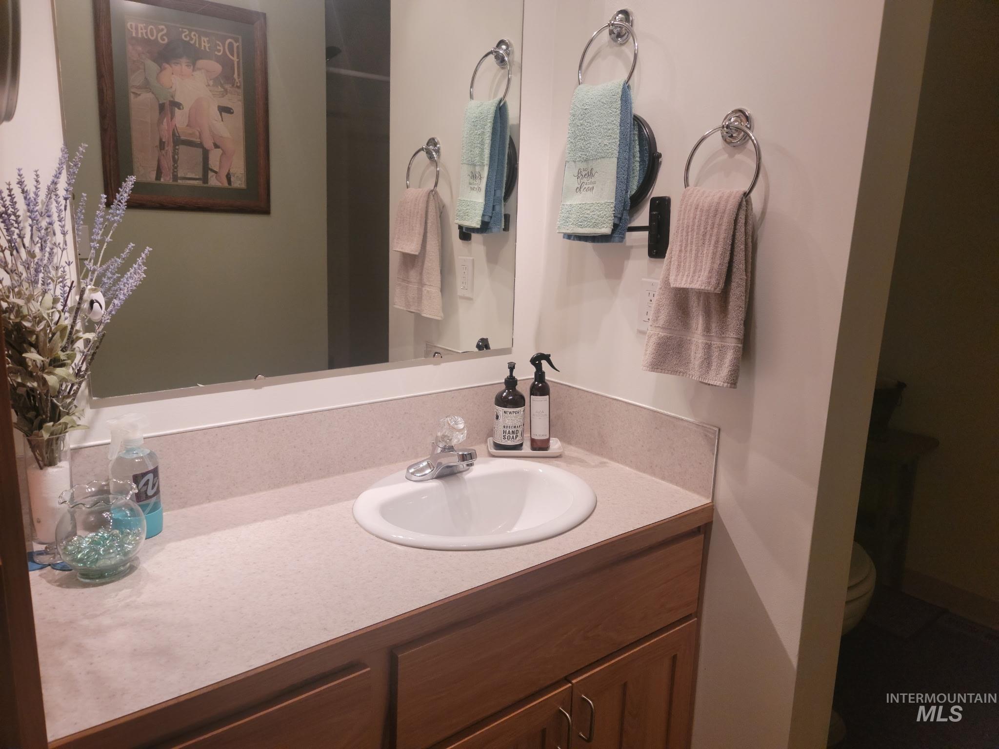 Bathroom with vanity and toilet