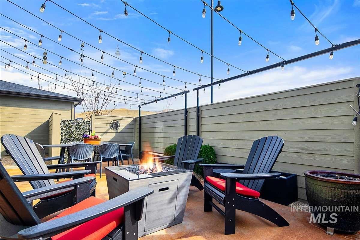 View of patio / terrace with a fire pit