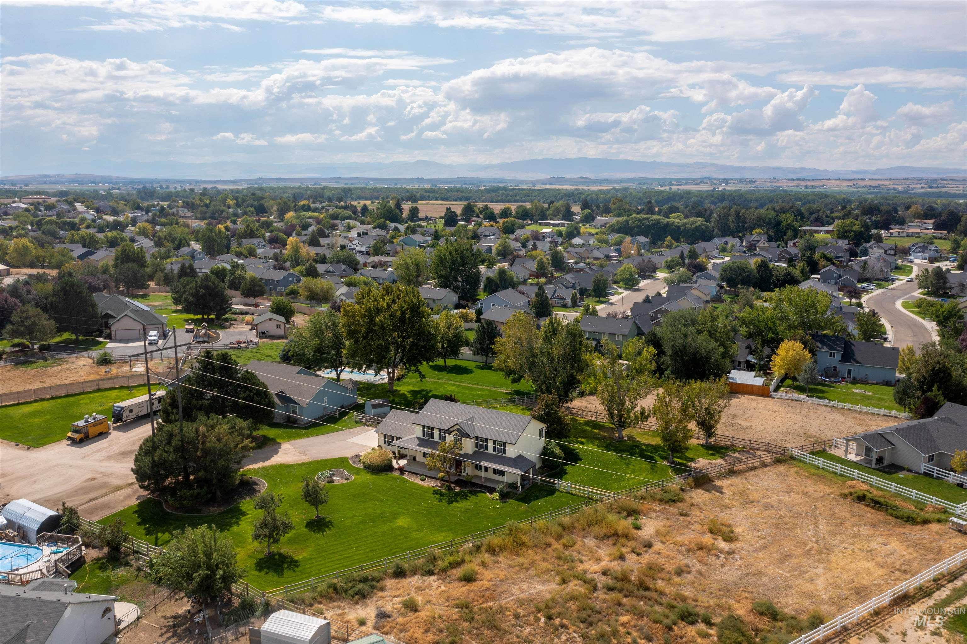 Aerial view of residential area