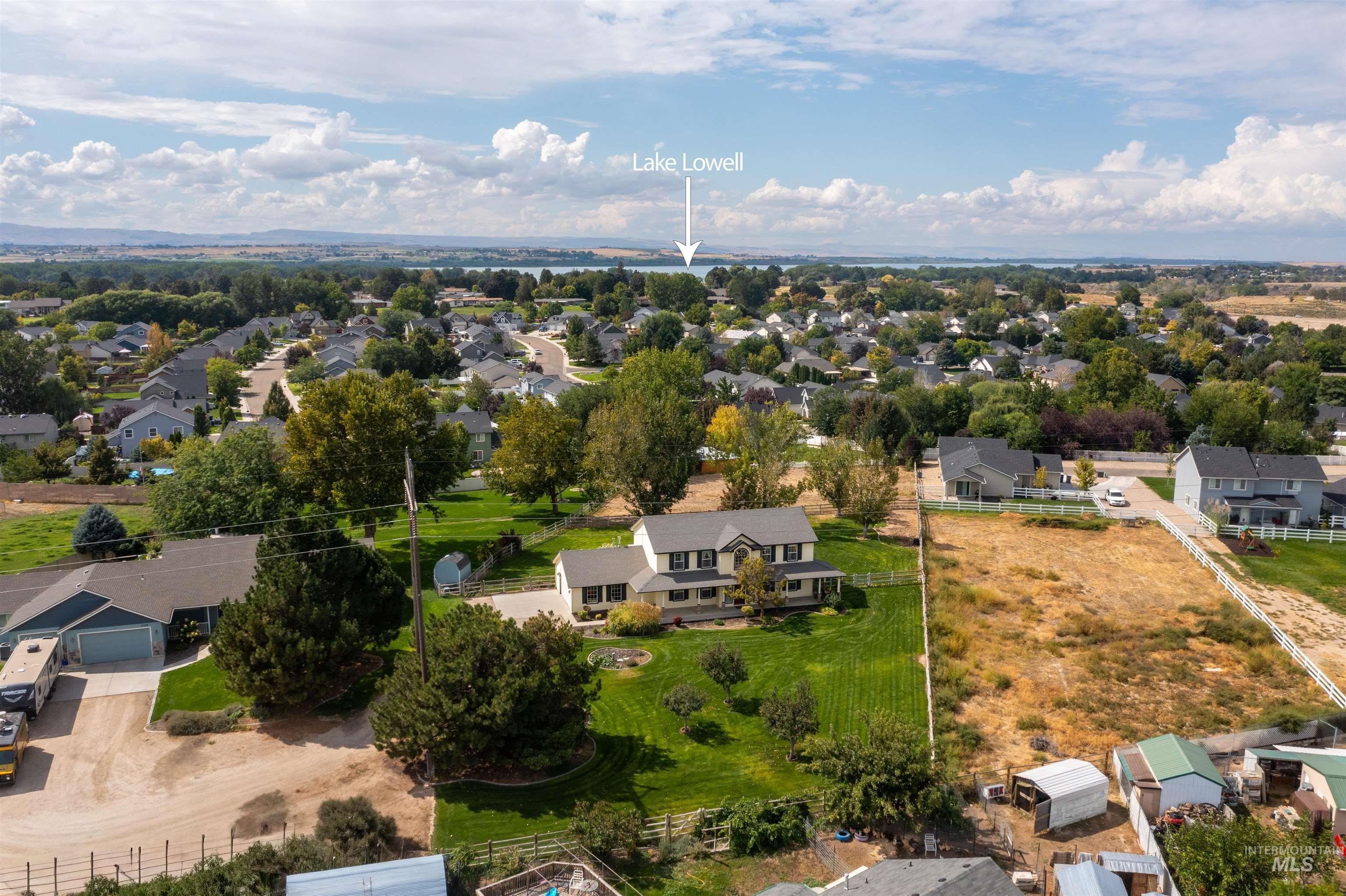 Aerial view of residential area