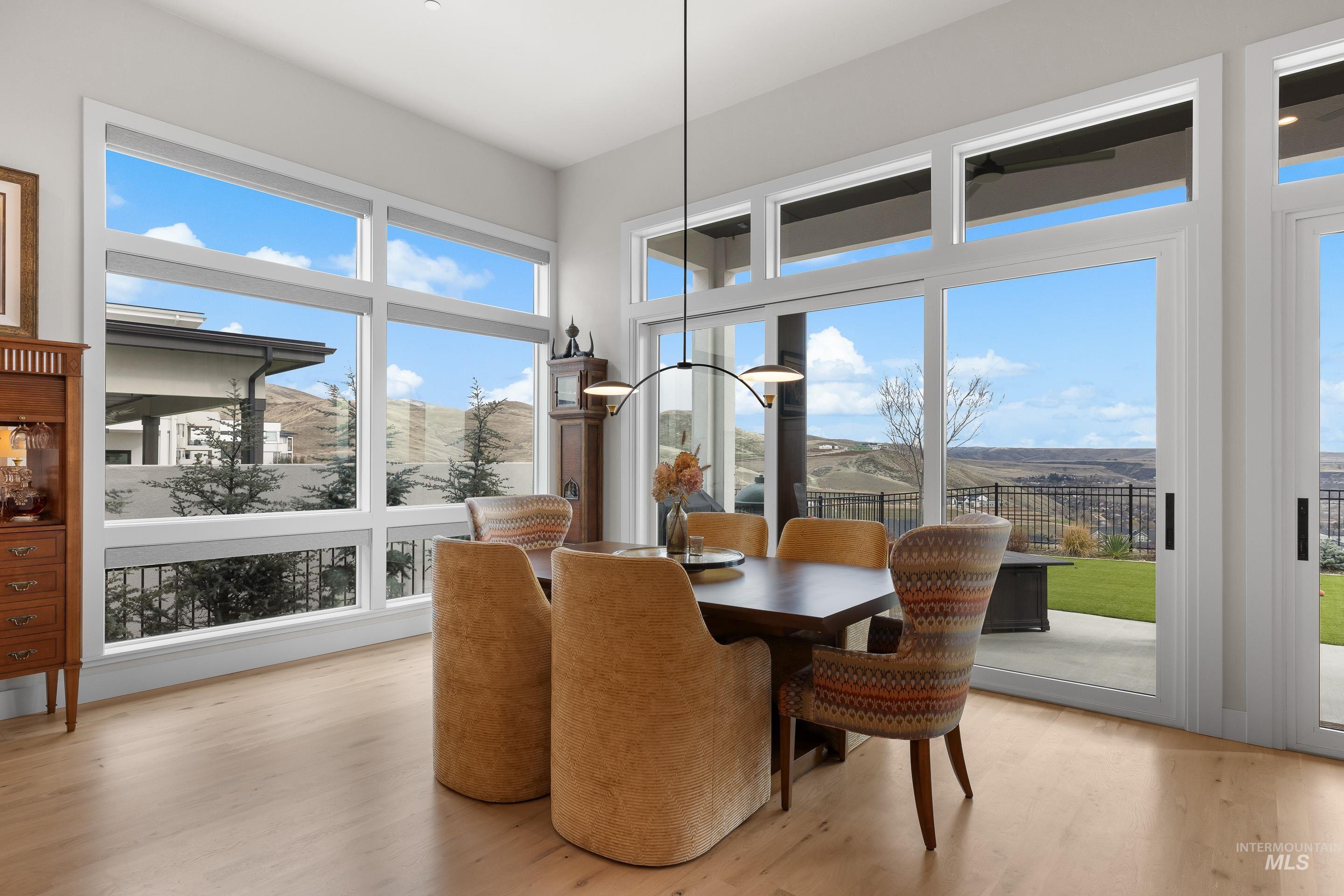 Dining area featuring light wood-style floors