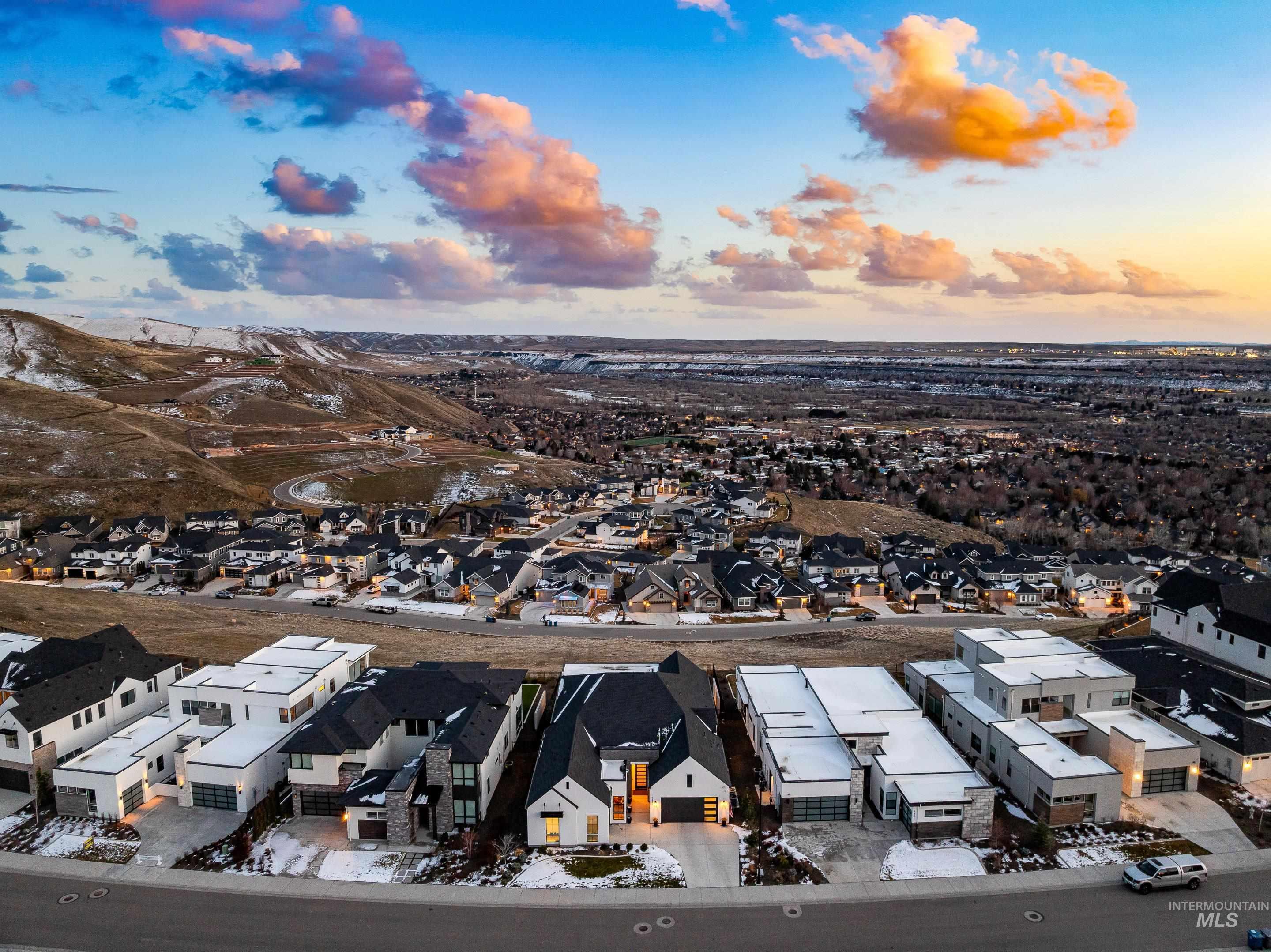 Aerial perspective of suburban area