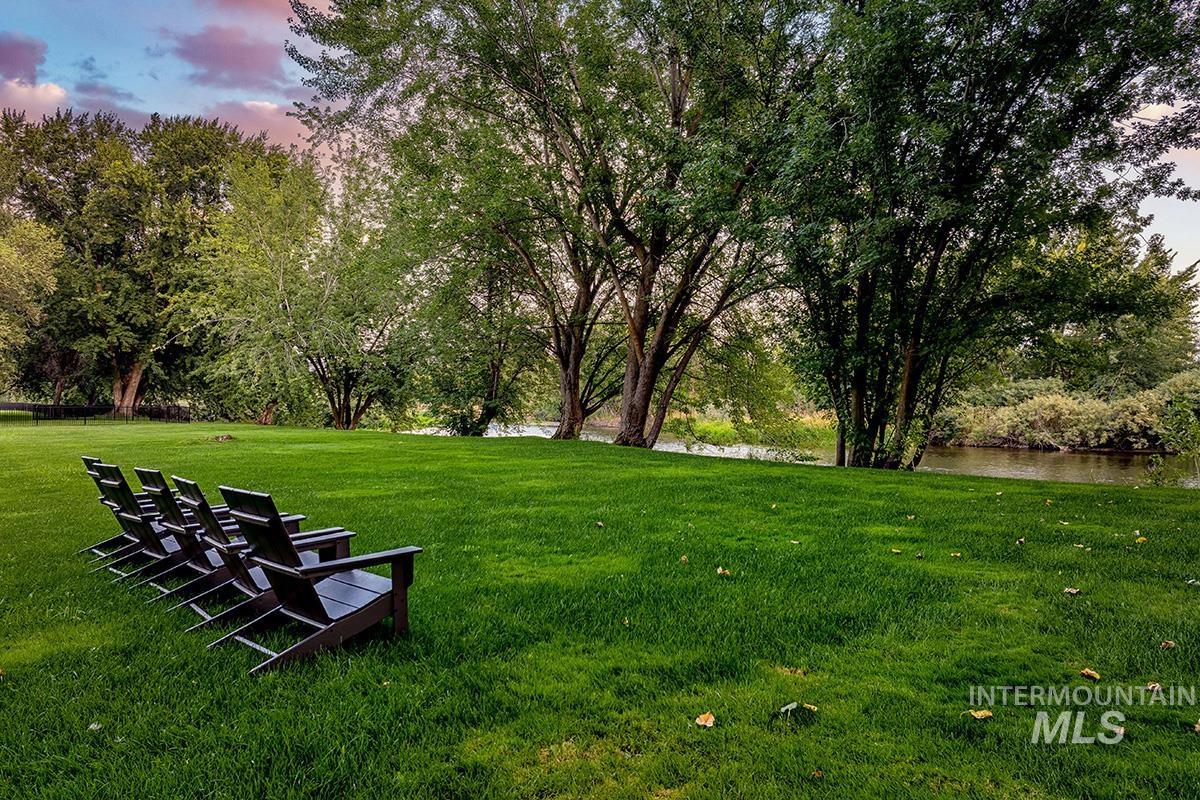 Yard at dusk with a lawn