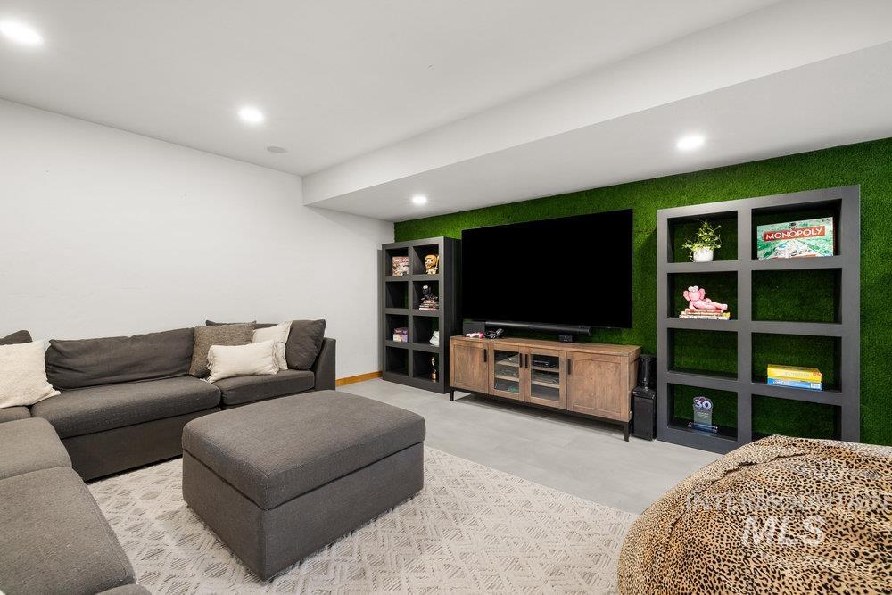 Living room with recessed lighting