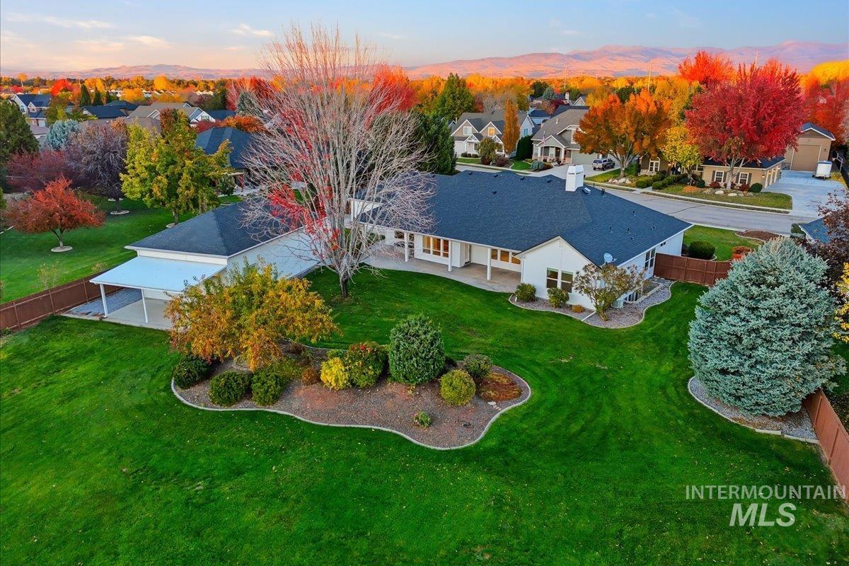 Aerial perspective of suburban area