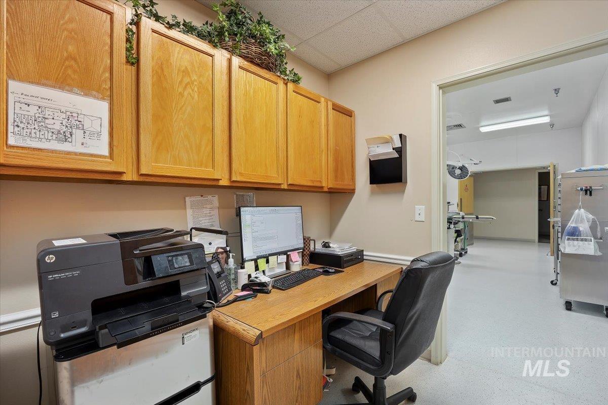 Office space with a drop ceiling