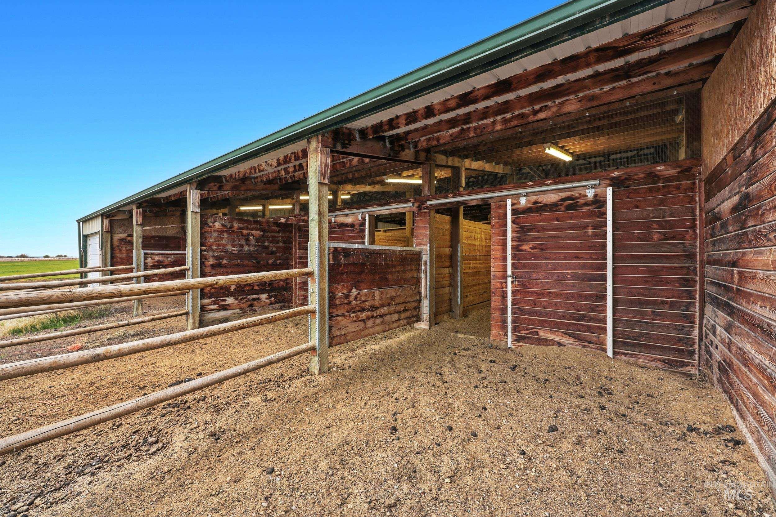View of horse barn