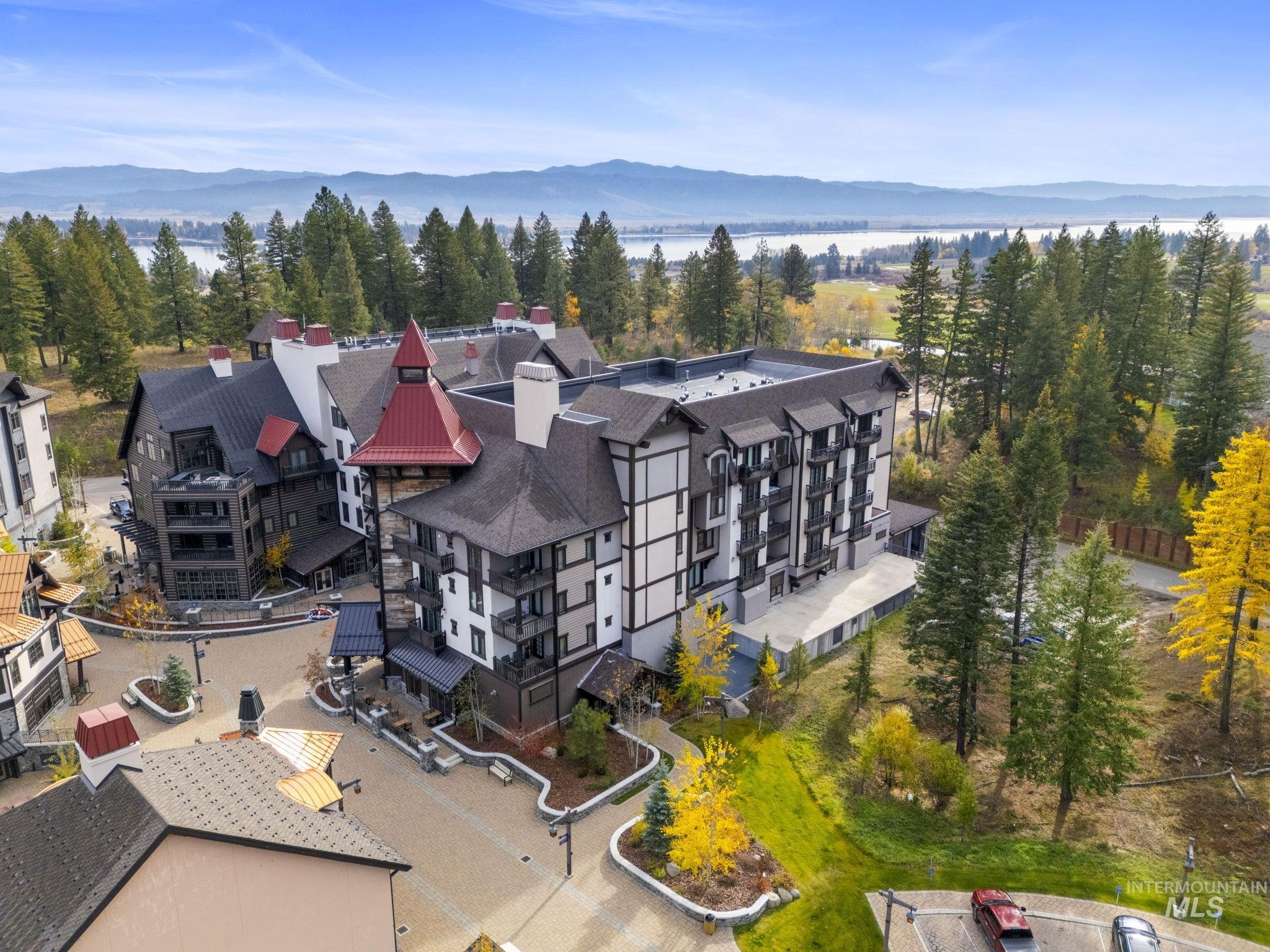 Drone / aerial view of a mountainous background
