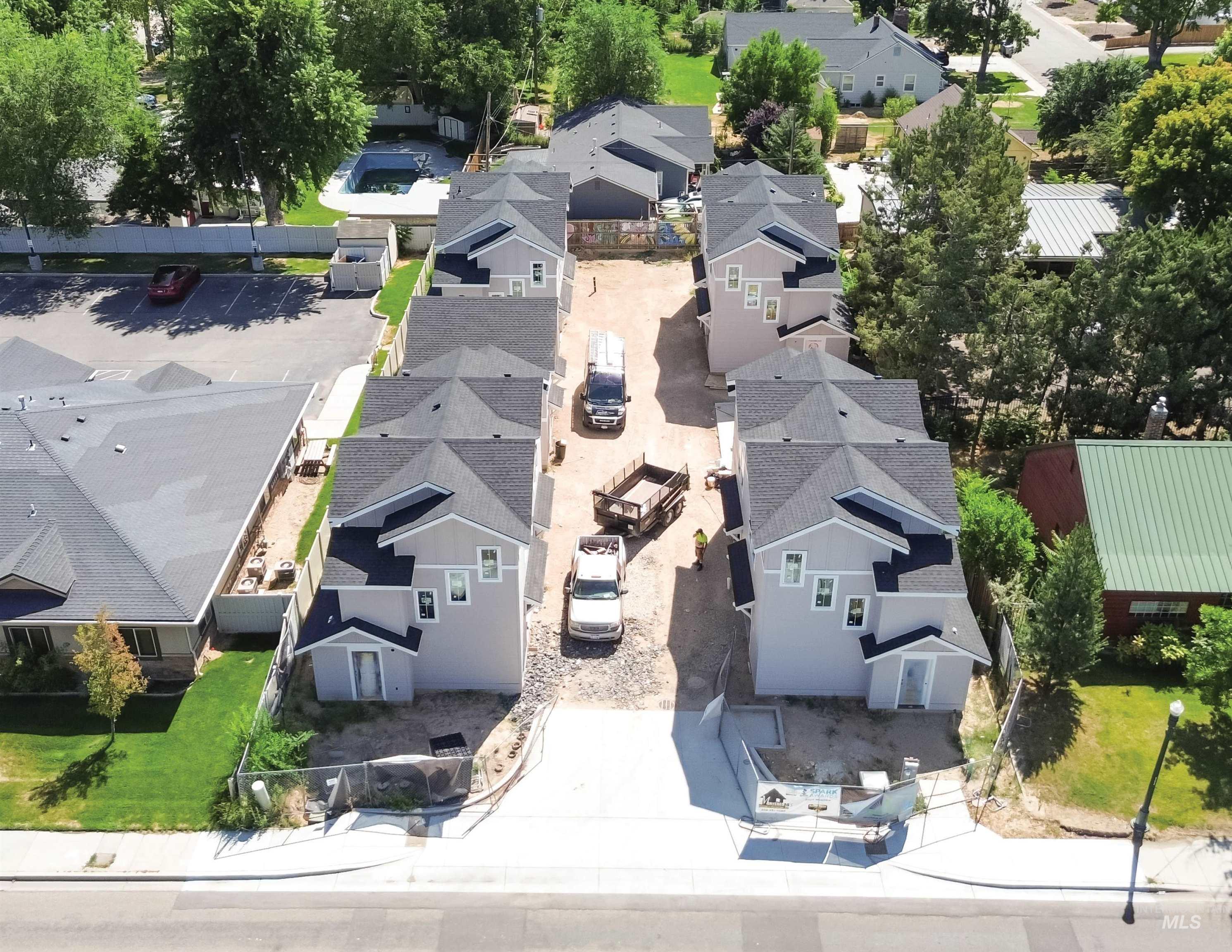Aerial perspective of suburban area
