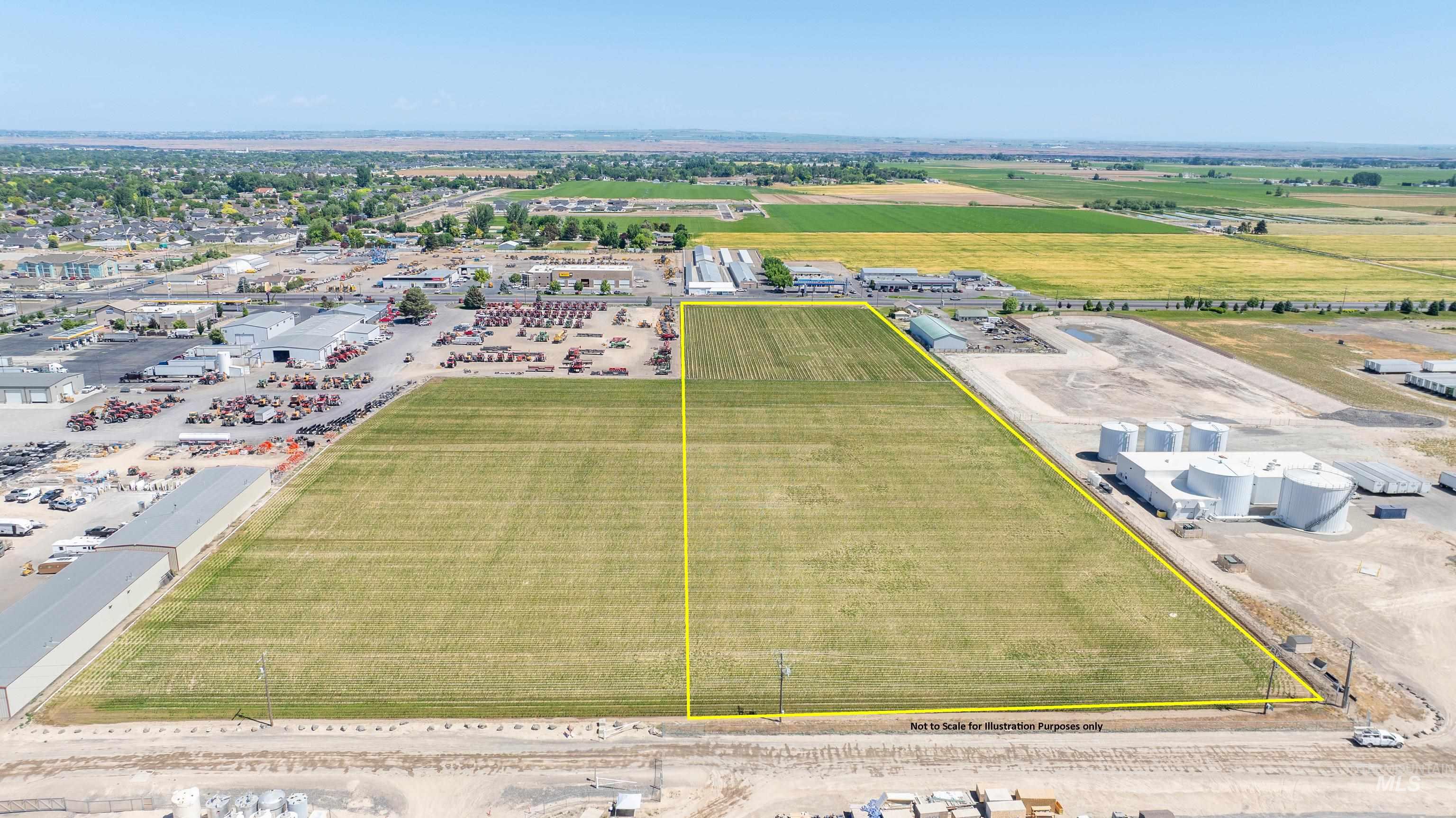 View of rural area with property boundaries highlighted and extensive farmland