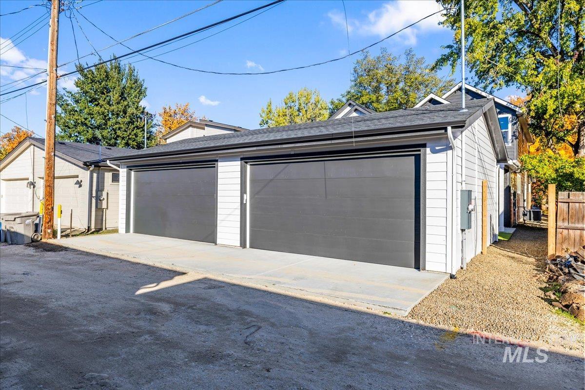 View of detached garage